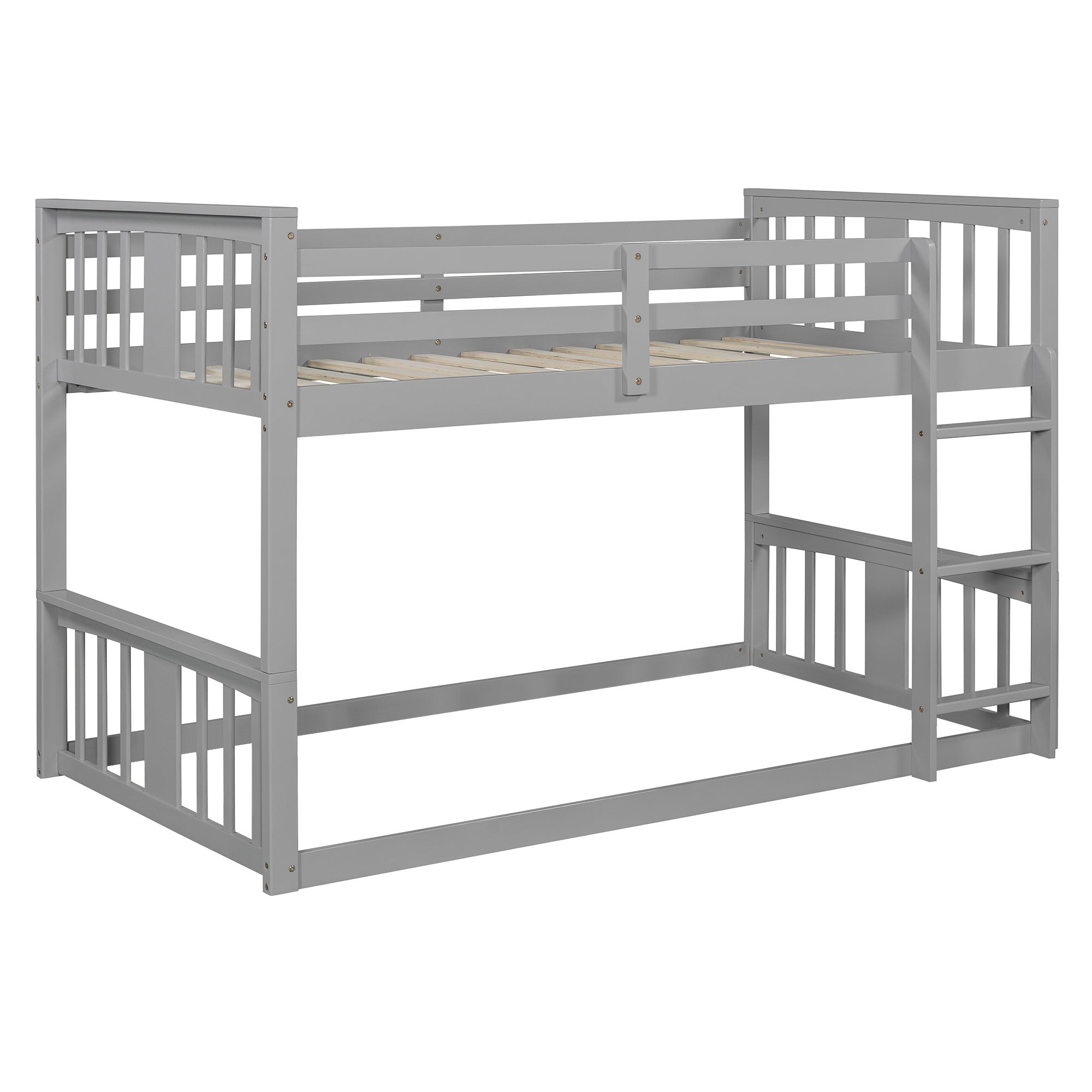 Twin Over Twin Bunk Bed with Ladder, Gray (Old SKU:N708P242163E)