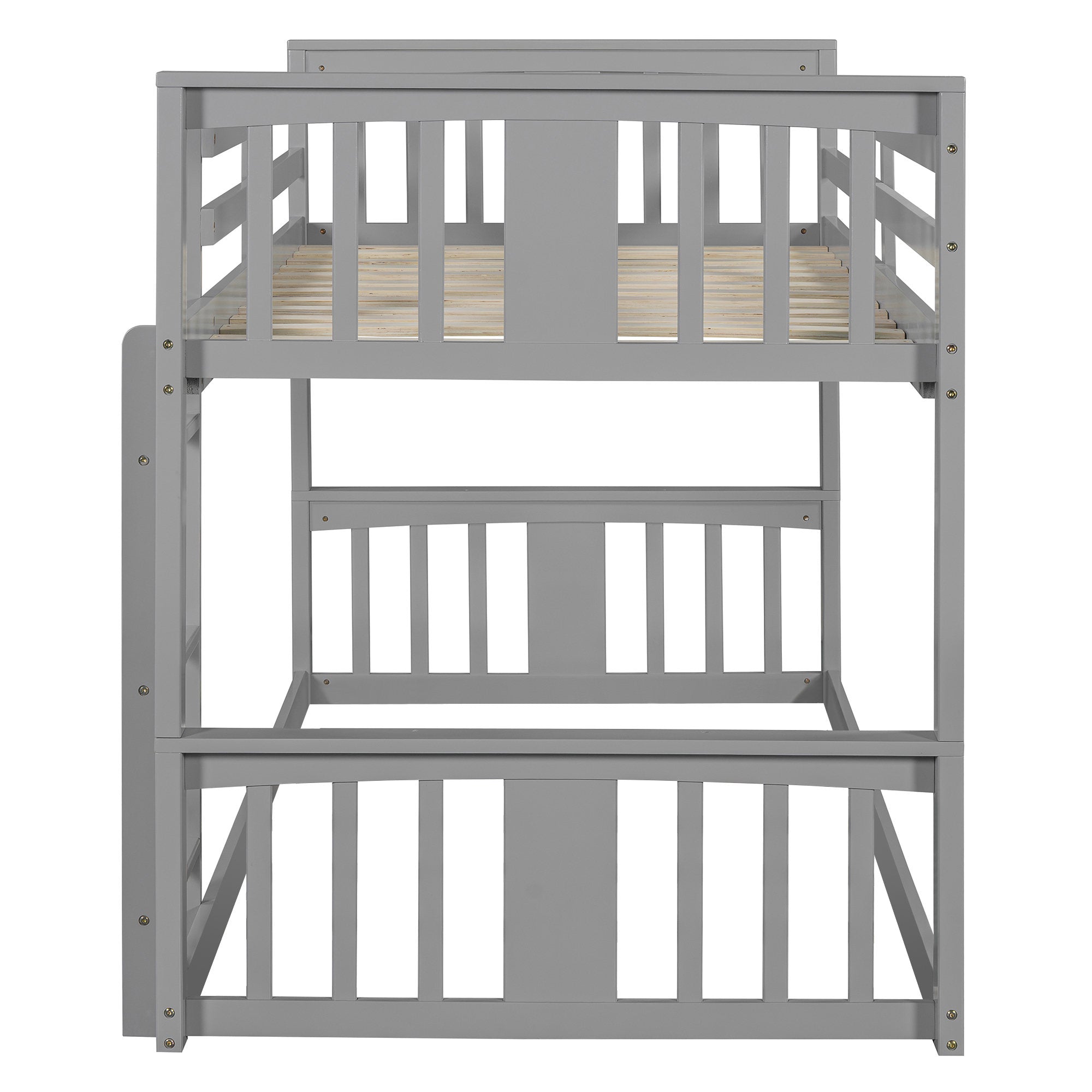 Twin Over Twin Bunk Bed with Ladder, Gray (Old SKU:N708P242163E)