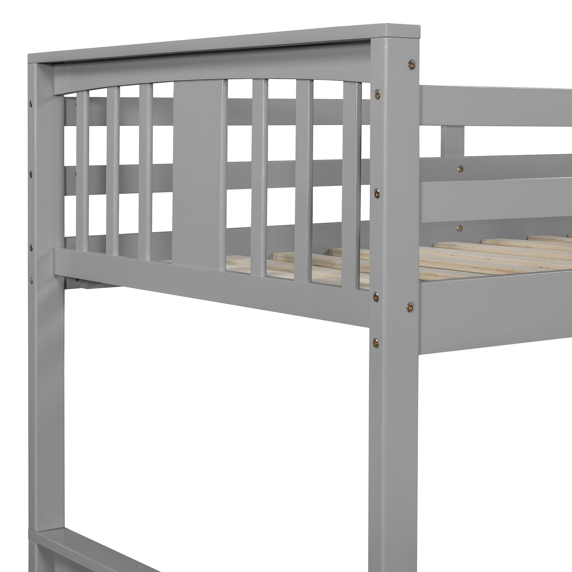 Twin Over Twin Bunk Bed with Ladder, Gray (Old SKU:N708P242163E)