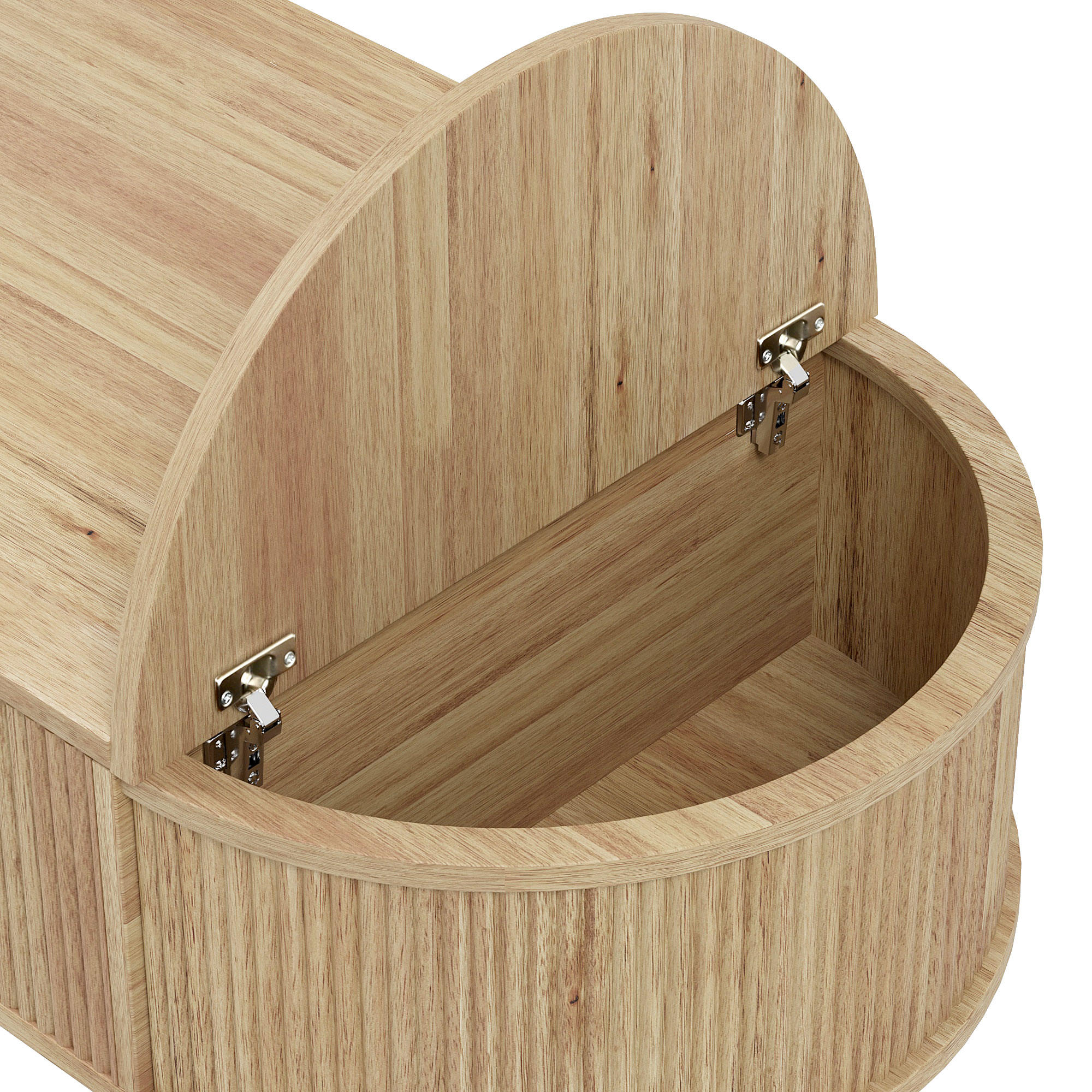 U-Can Minimalist Oval Lift-Top Coffee Table with Hidden Storage and Wood Wave Grain Finish