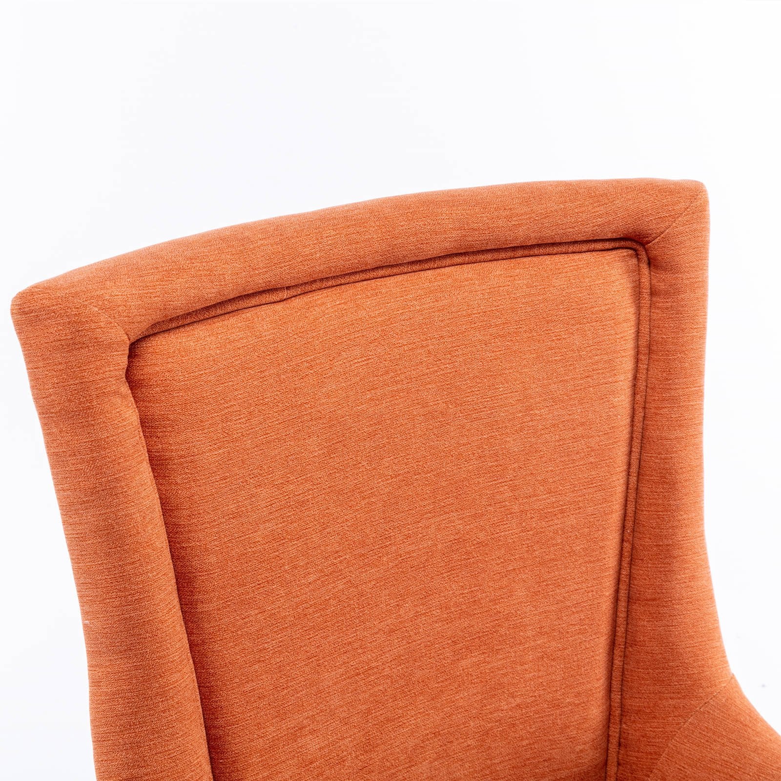 A&A Furniture, Ultra Side Dining Chair, Thickened fabric chairs with neutrally toned solid wood legs, Bronze nail head, Set of 2, Orange