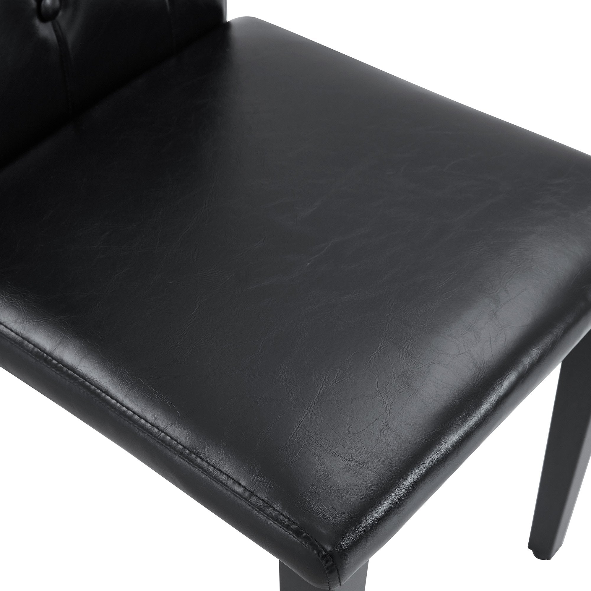4-pack black PU dining chairs: ergonomic buckle backrest, 35 inches high, black metal legs