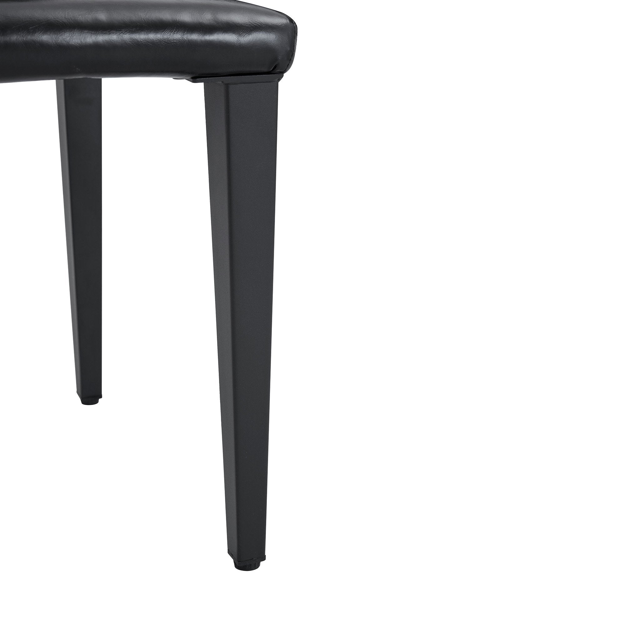 4-pack black PU dining chairs: ergonomic buckle backrest, 35 inches high, black metal legs
