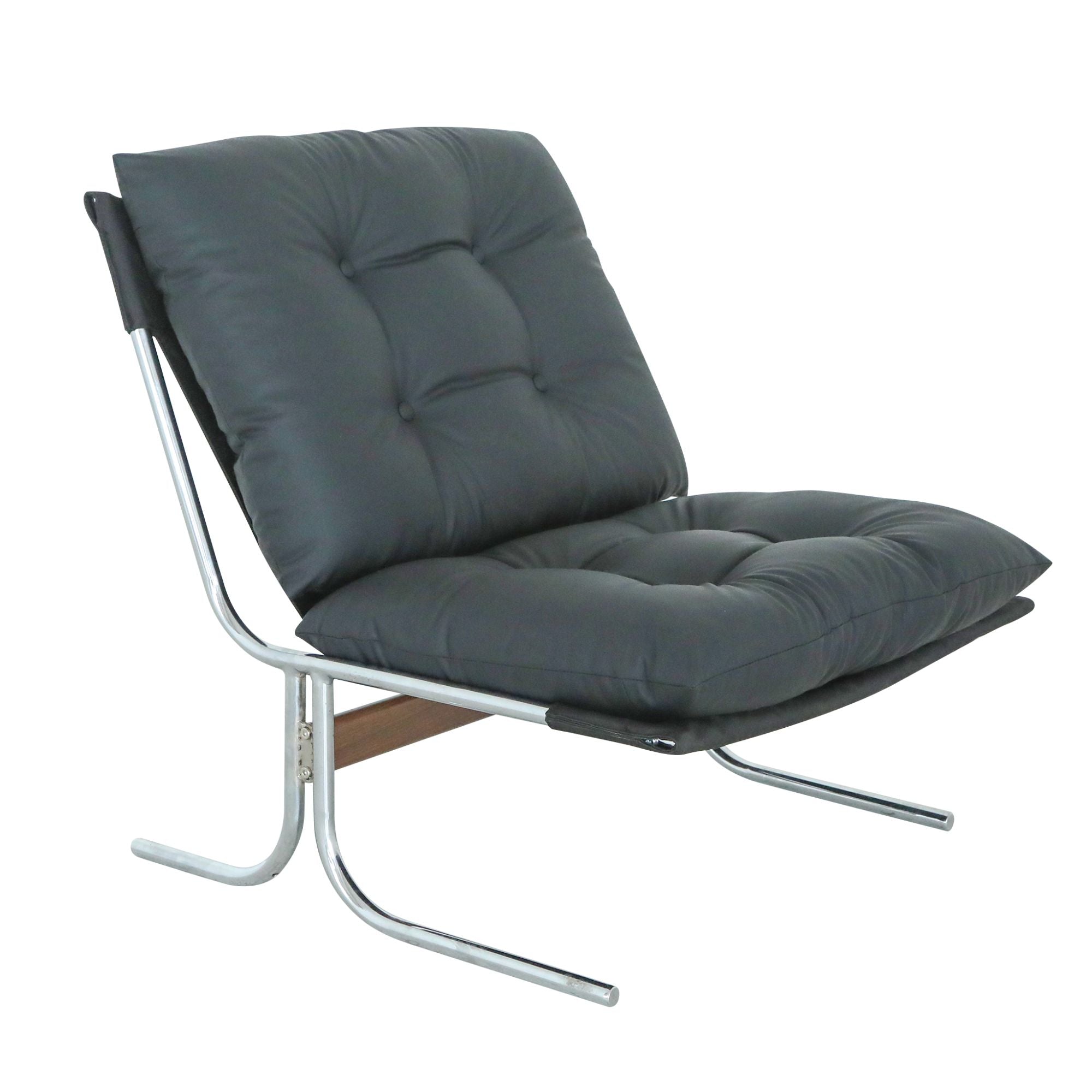 Leather Armchair, Modern Accent Chair High Back, Living Room Chairs with Metal Legs and Soft Padded, Sofa Chairs, Dining Room (Black-1pc)