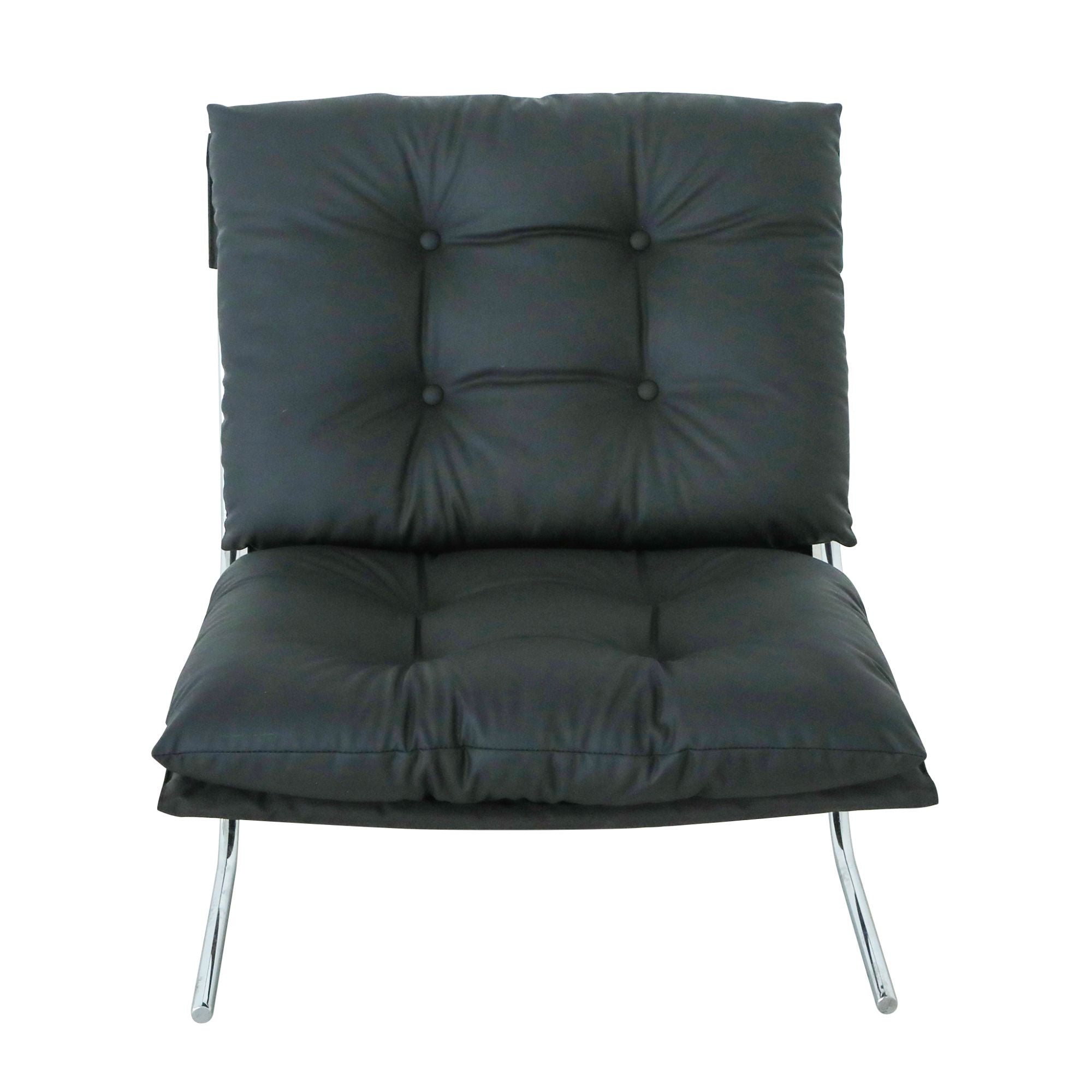 Leather Armchair, Modern Accent Chair High Back, Living Room Chairs with Metal Legs and Soft Padded, Sofa Chairs, Dining Room (Black-1pc)