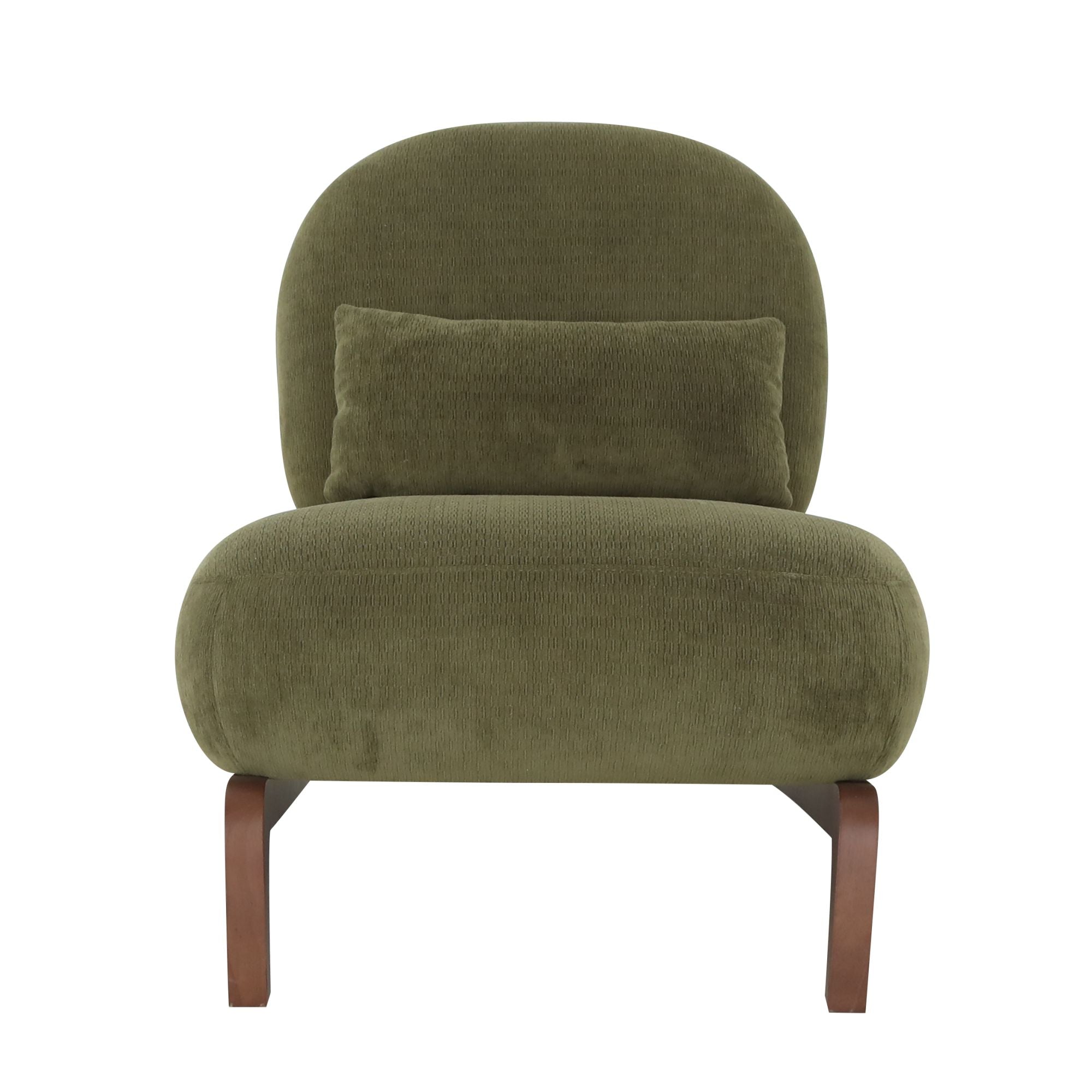 Cute Accent Chair with Solid Wood Legs, Velvet Living Room Chair with Soft Cushion, Cozy Bedroom Chair, Comfy Armless Reading Chair - Green – Model W2105P379653