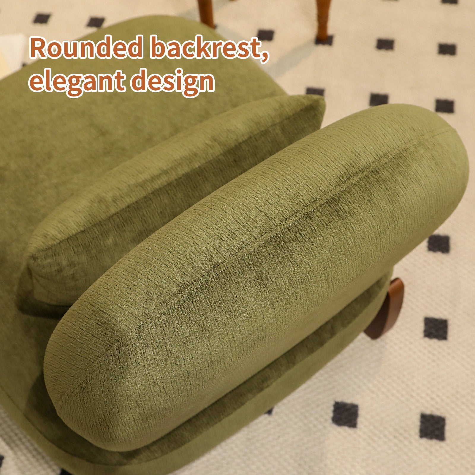 Cute Accent Chair with Solid Wood Legs, Velvet Living Room Chair with Soft Cushion, Cozy Bedroom Chair, Comfy Armless Reading Chair - Green – Model W2105S00014