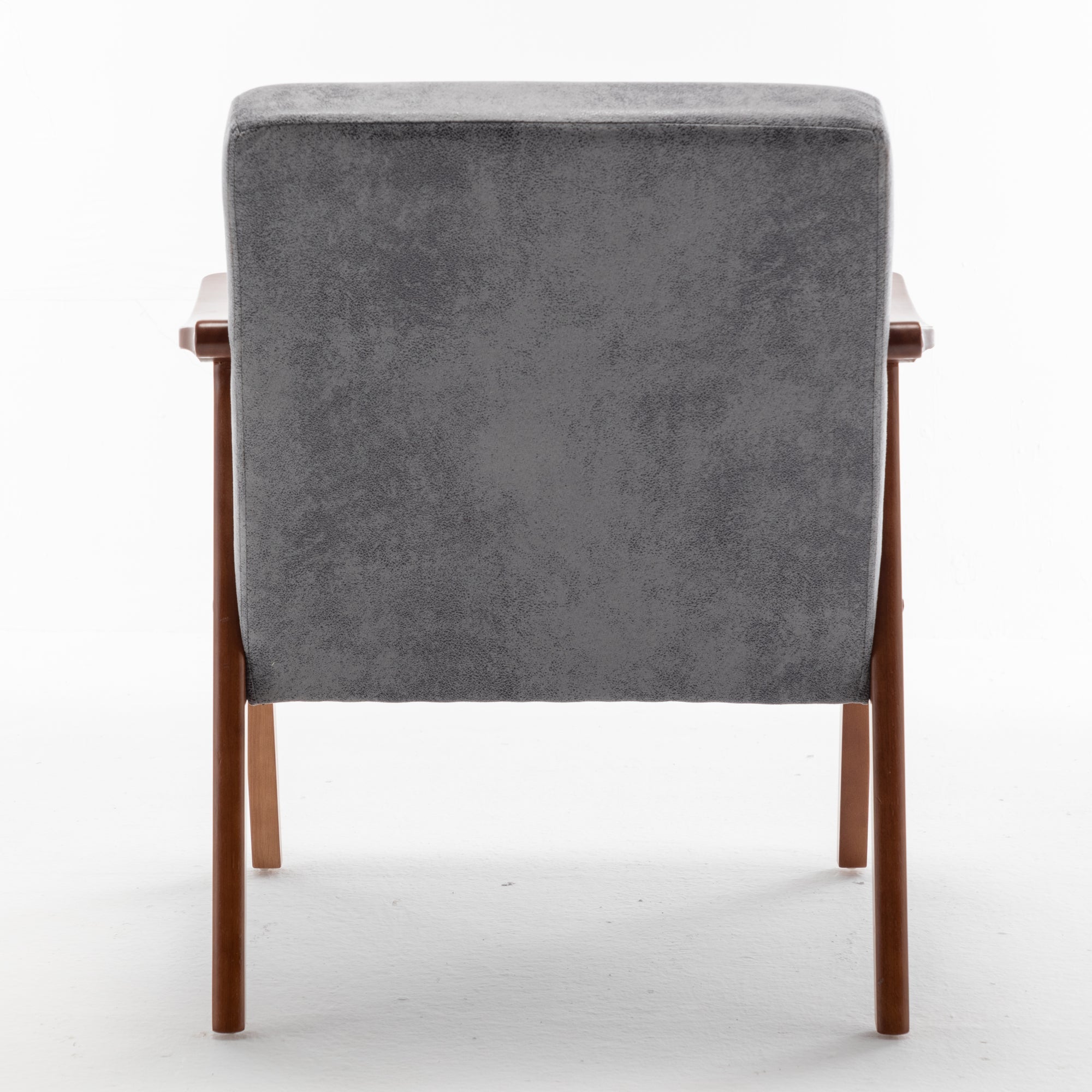 Mid-Century Modern Wingback Accent Chair with Solid Wood Frame and Extra-Thick Backrest - Lounge Chair, or Reading Room – Grey