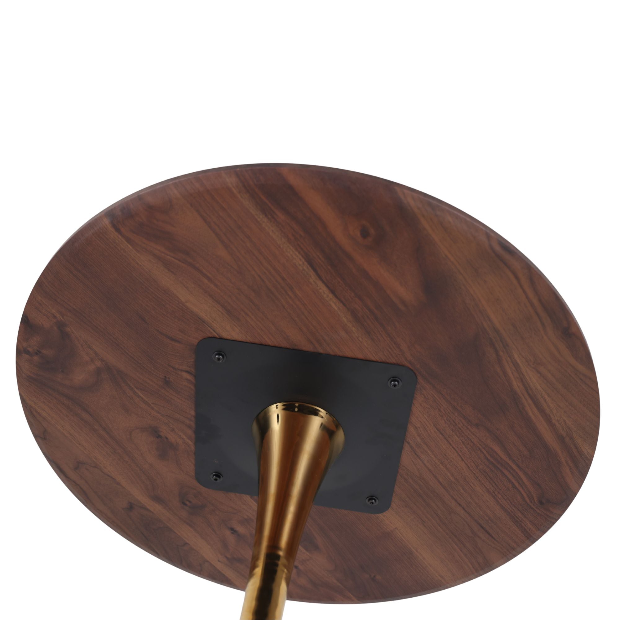 Mid-Century Tulip Table with Golden Legs and Walnut-Color MDF Top for 2-4 People, Round Pedestal Dining Table, Coffee Table, End Table