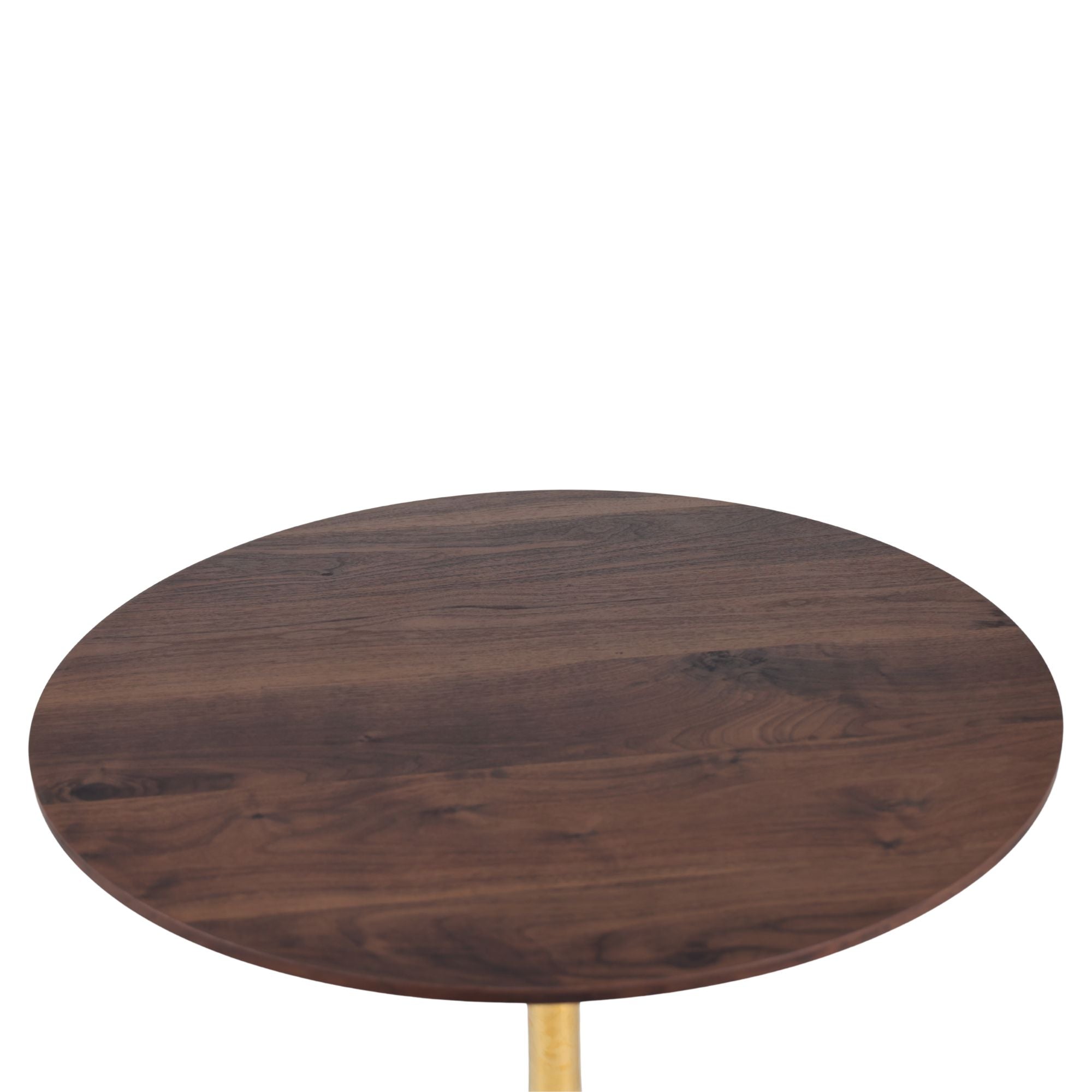 Mid-Century Tulip Table with Golden Legs and Walnut-Color MDF Top for 2-4 People, Round Pedestal Dining Table, Coffee Table, End Table
