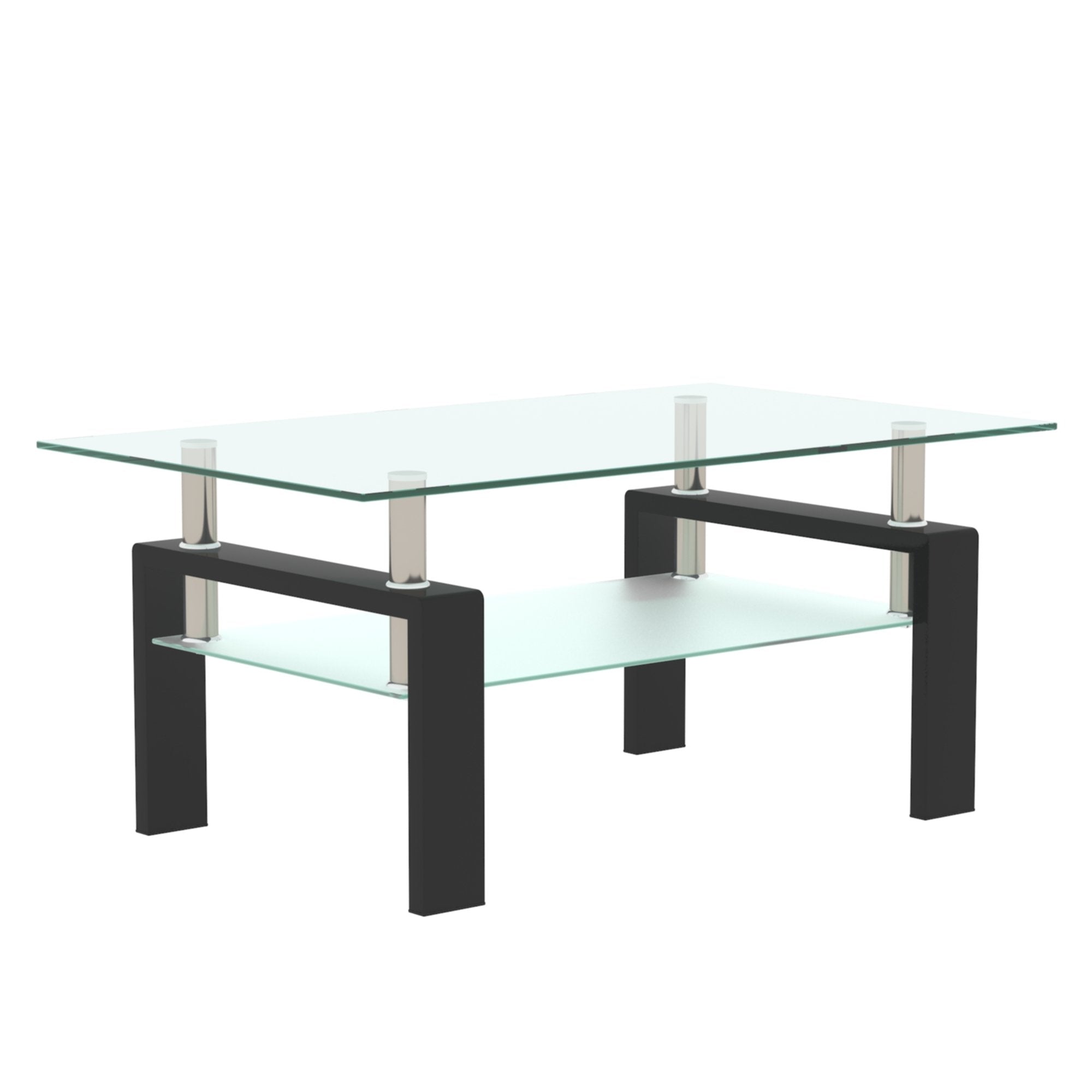 Rectangle Glass Coffee Table, Clear Coffee Table, Modern Side Center Tables, Living Room Furniture – Model W241P367356