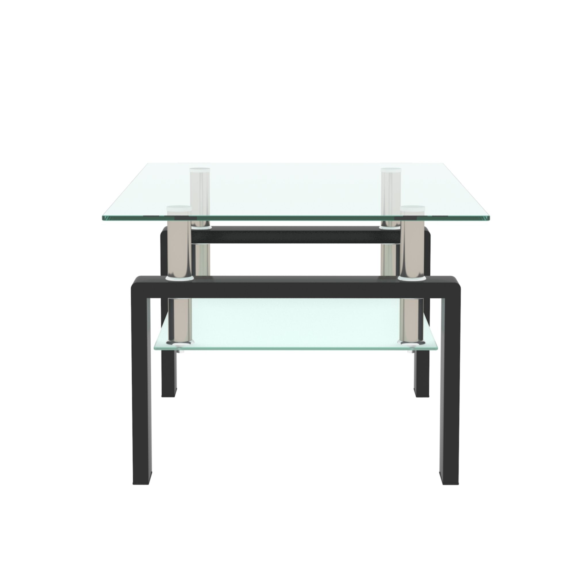 Rectangle Glass Coffee Table, Clear Coffee Table, Modern Side Center Tables, Living Room Furniture – Model W241P367356