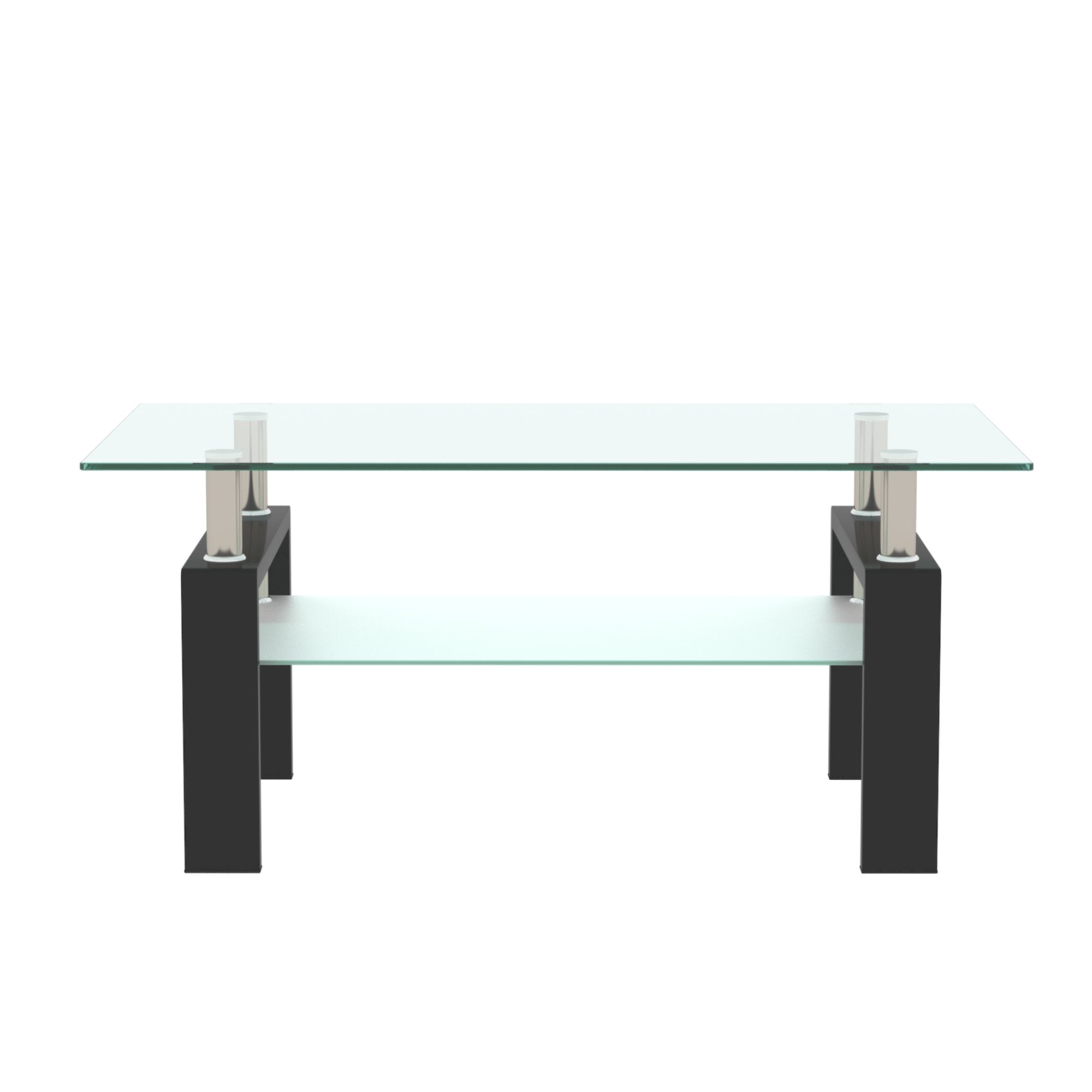 Rectangle Glass Coffee Table, Clear Coffee Table, Modern Side Center Tables, Living Room Furniture – Model W241P367356