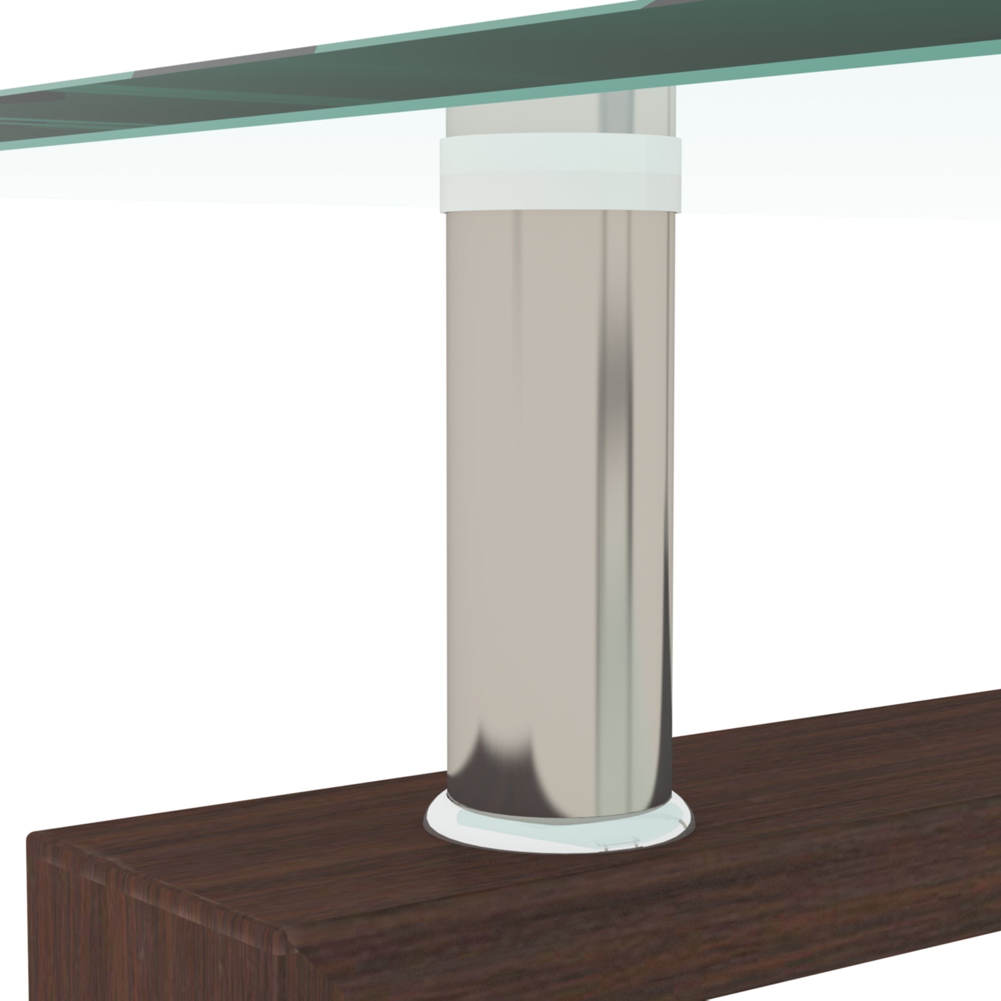 Rectangle Glass Coffee Table, Clear Coffee Table, Modern Side Center Tables, Living Room Furniture – Walnut