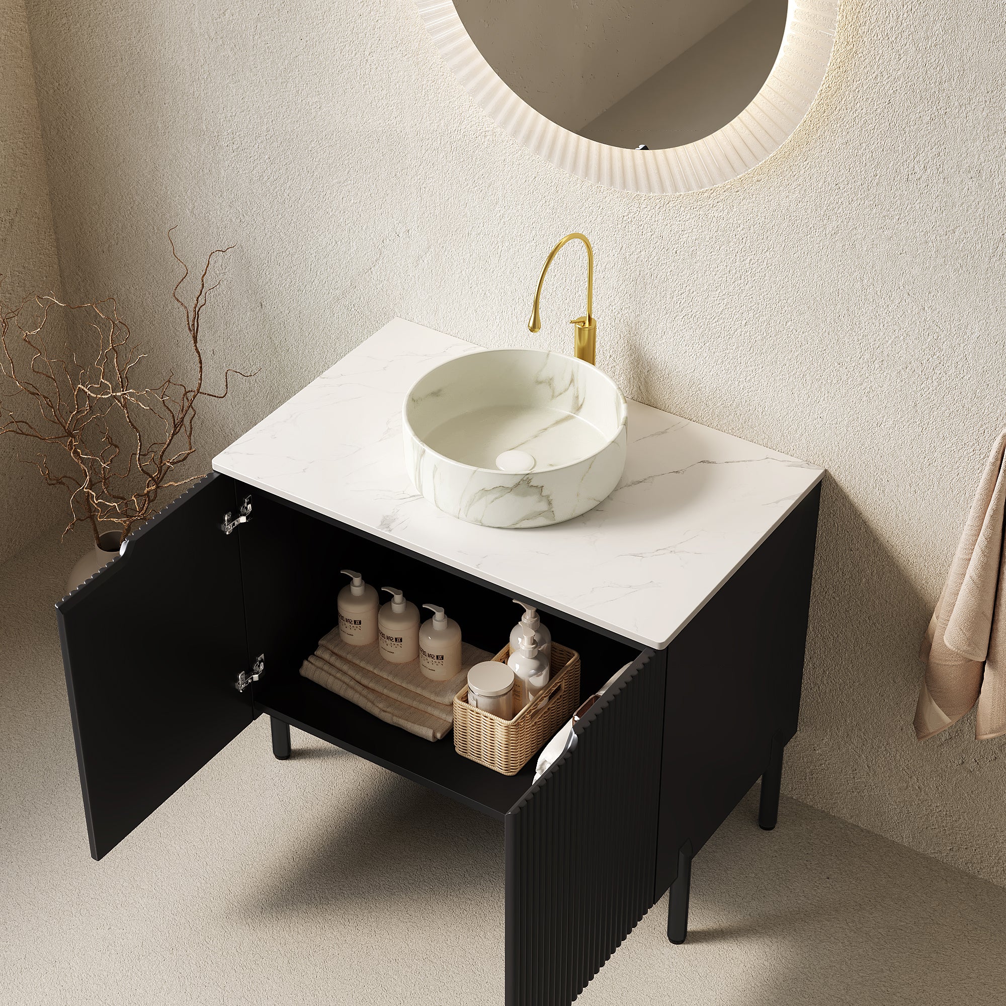 TURIO 30" Bathroom Vanity with Sink, Freestanding Bathroom Storage Cabinet with 2 Doors