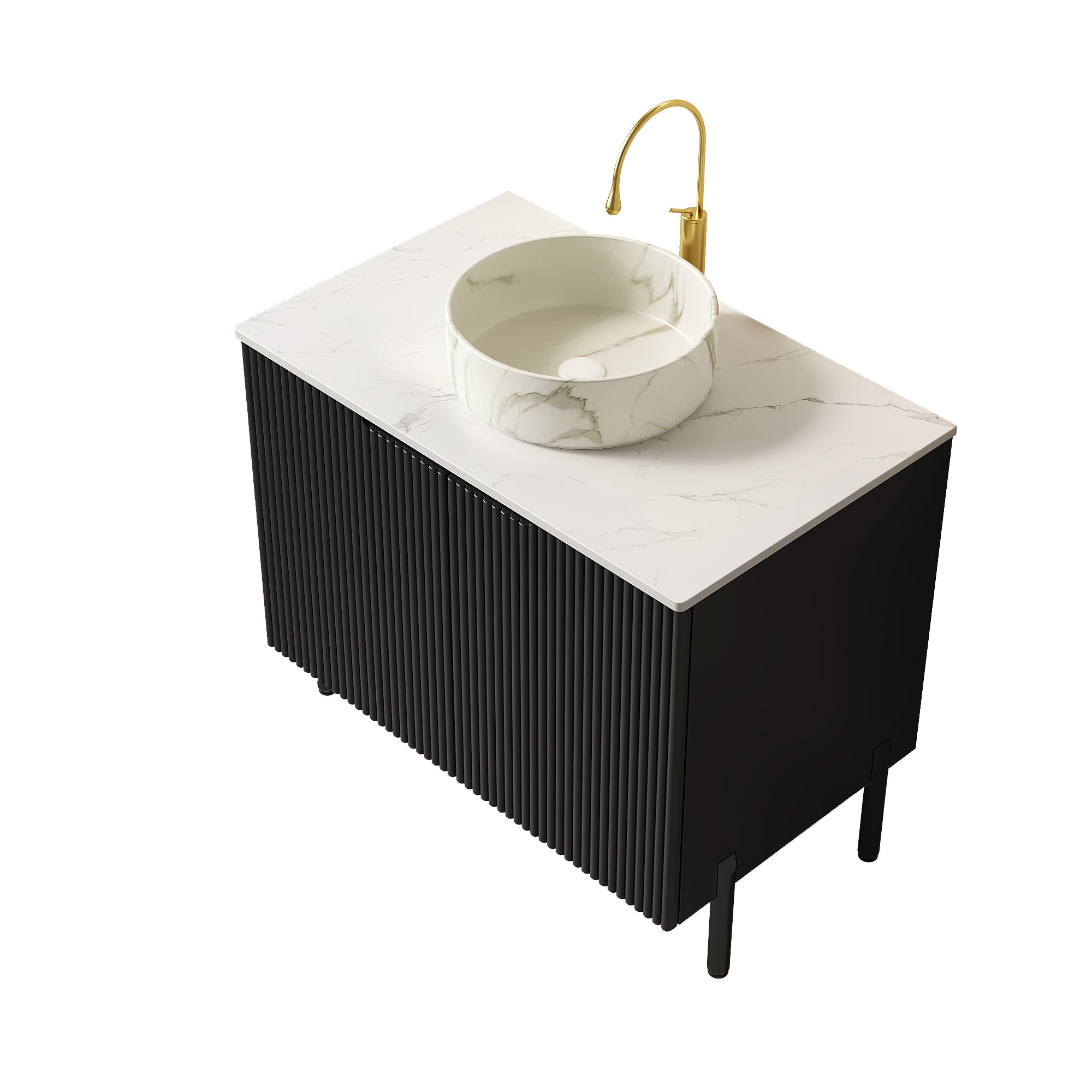 TURIO 30" Bathroom Vanity with Sink, Freestanding Bathroom Storage Cabinet with 2 Doors