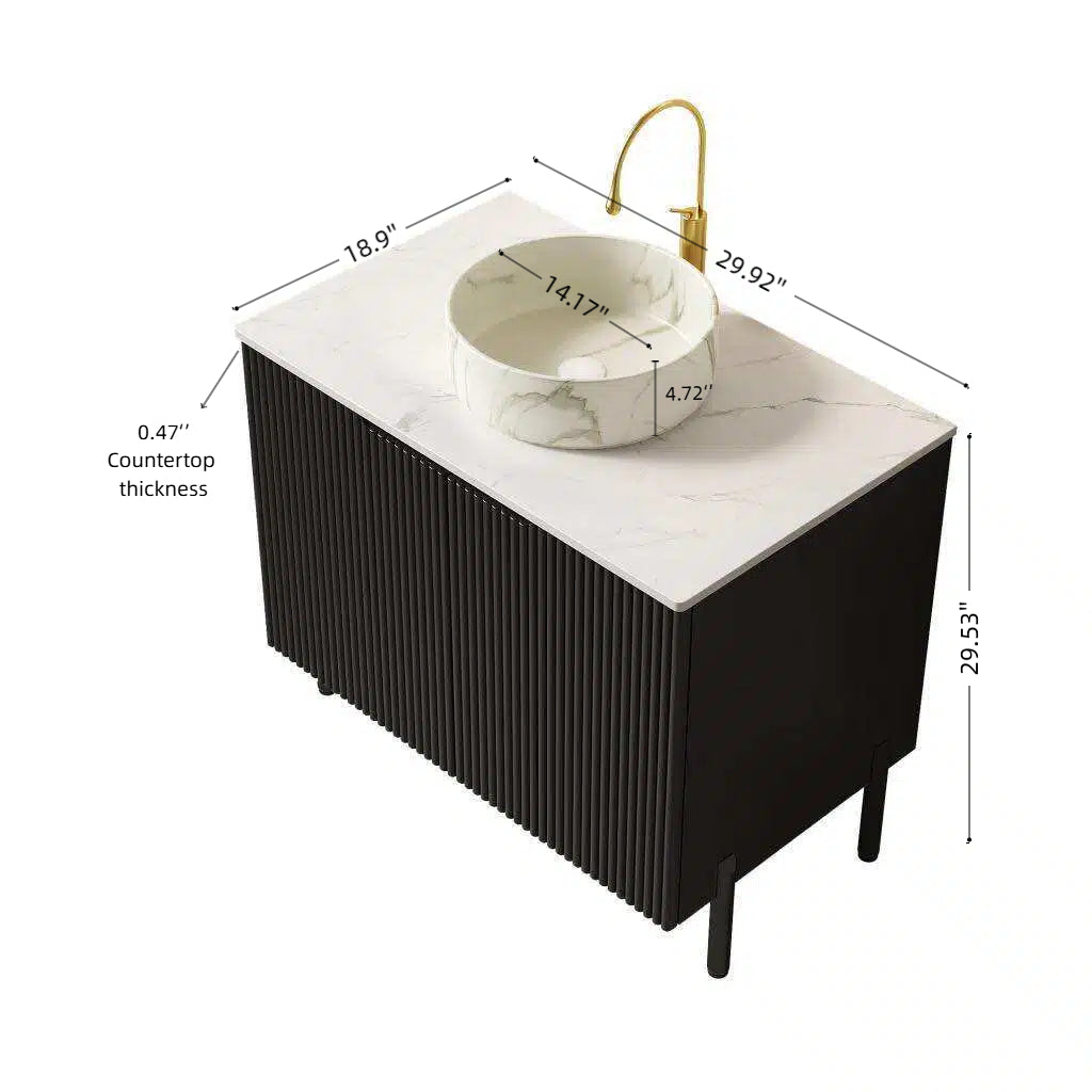 TURIO 30" Bathroom Vanity with Sink, Freestanding Bathroom Storage Cabinet with 2 Doors