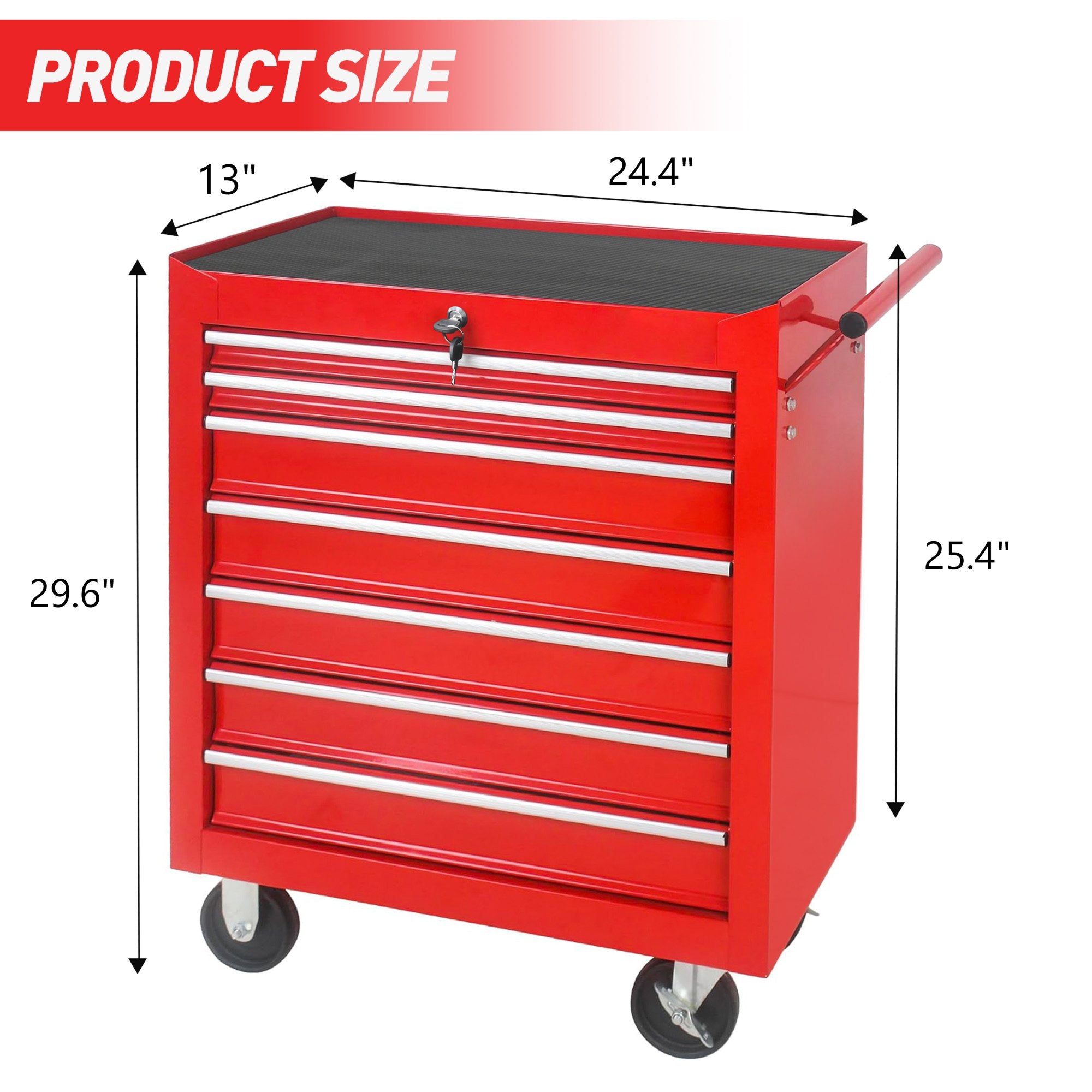 7-Drawer Rolling Tool Chest with Wheels, Multifunctional Tool Box and Storage Cabinet for Garage, Workshop, or Repair Shop