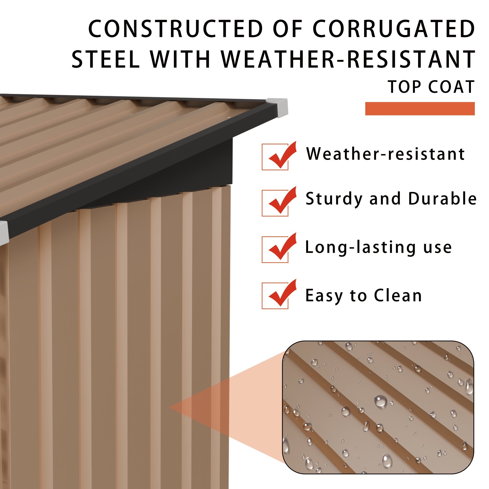 4.27 FT x2.42 FT Metal Garden Shed 5 X 3 FT Pent Roof with Side Hinge Door