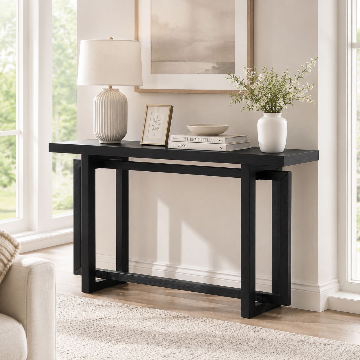 59' Narrow Console Table - MDF Entryway Sofa Table for Hallway, Living Room, Foyer with Space-Saving Design
