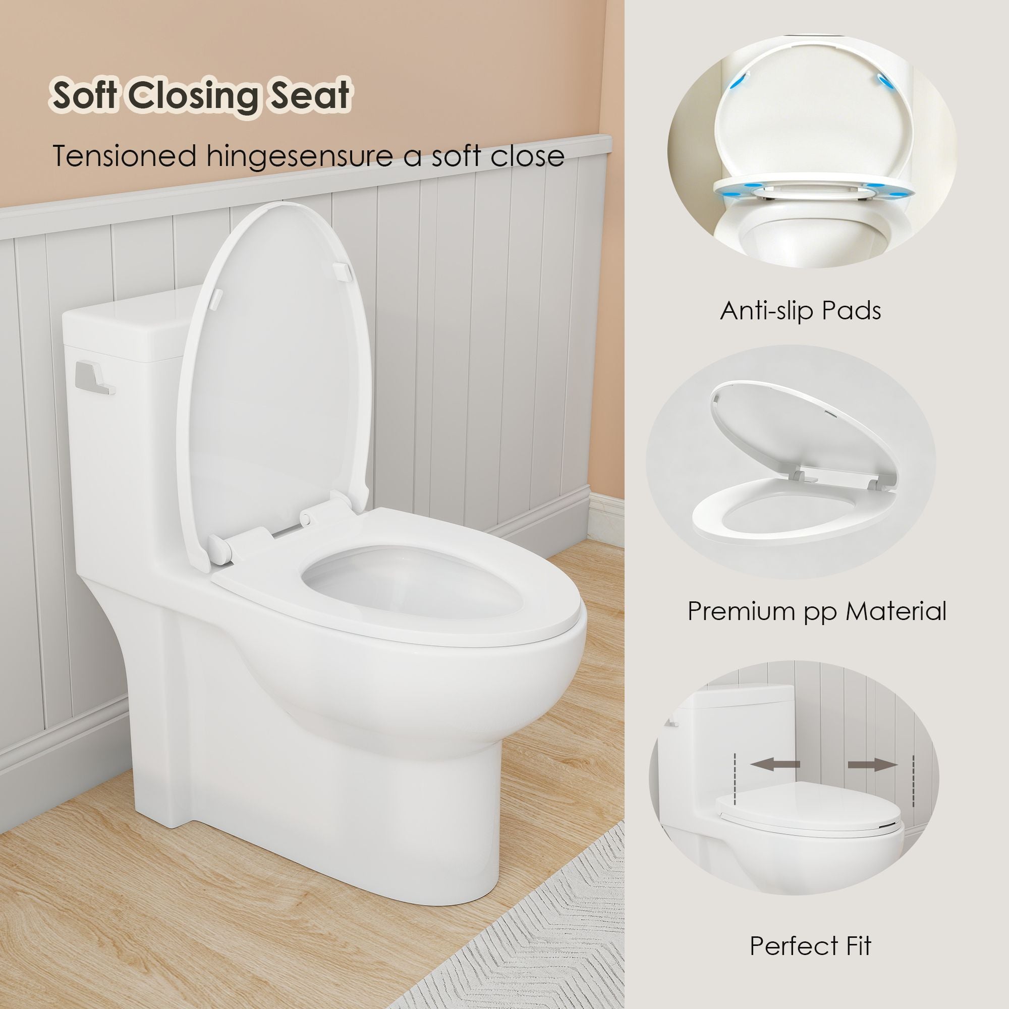 Gloss White GW-003S Tornado Flush One-piece Elongated Toilet with Siphonic Side Press, ADA Comfort Chair Height