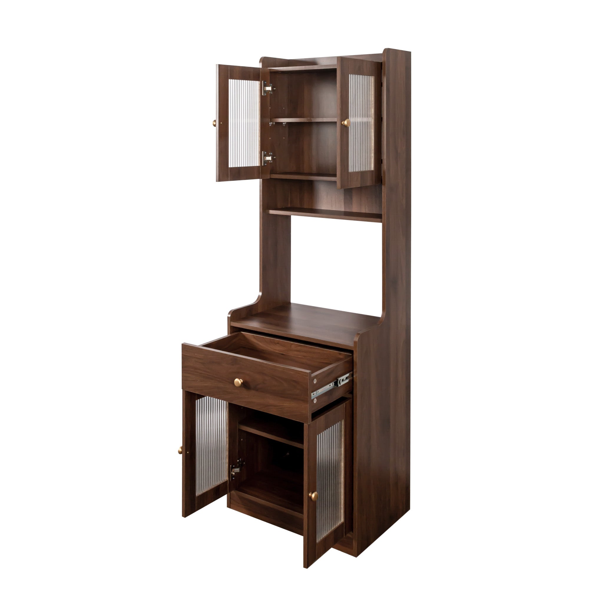 Kitchen Pantry Hutch Storage Cabinet, Farmhouse Kitchen Hutch Buffet Cabinet with Microwave Stand – Model W331P309435