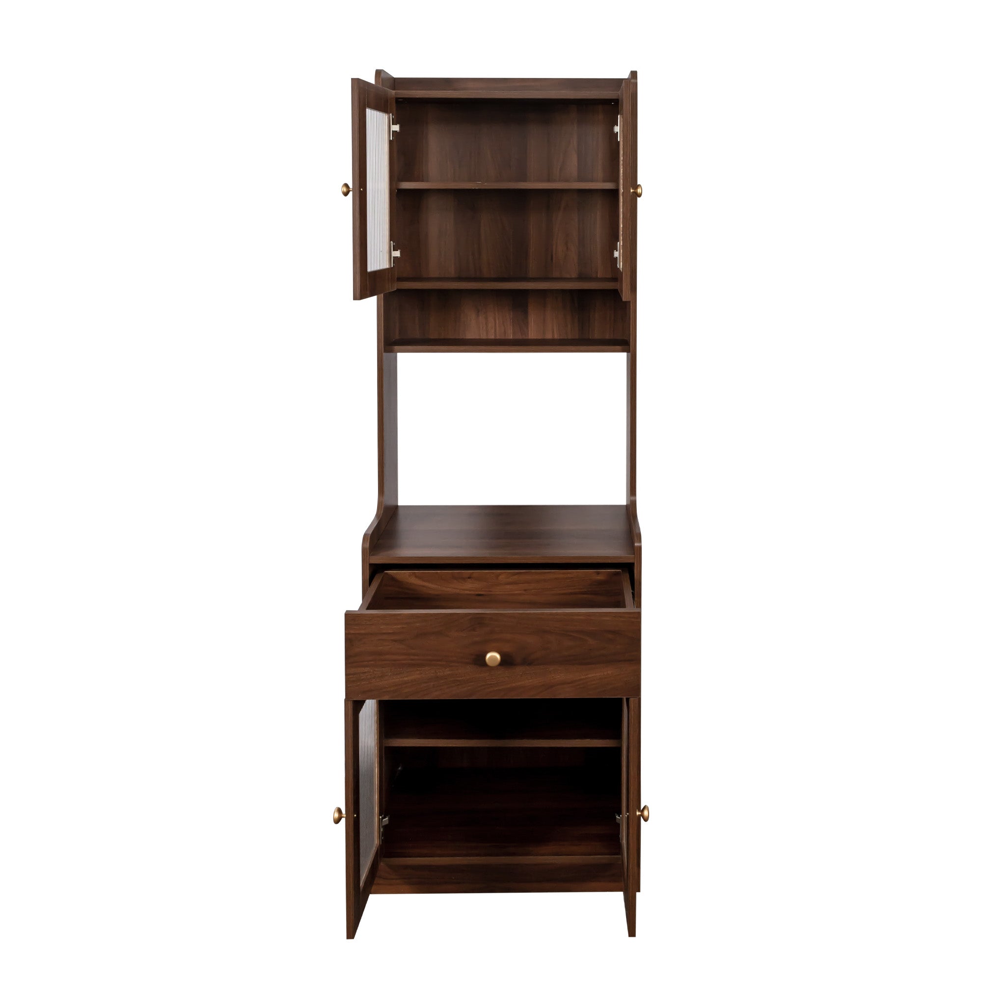 Kitchen Pantry Hutch Storage Cabinet, Farmhouse Kitchen Hutch Buffet Cabinet with Microwave Stand – Model W331P309435