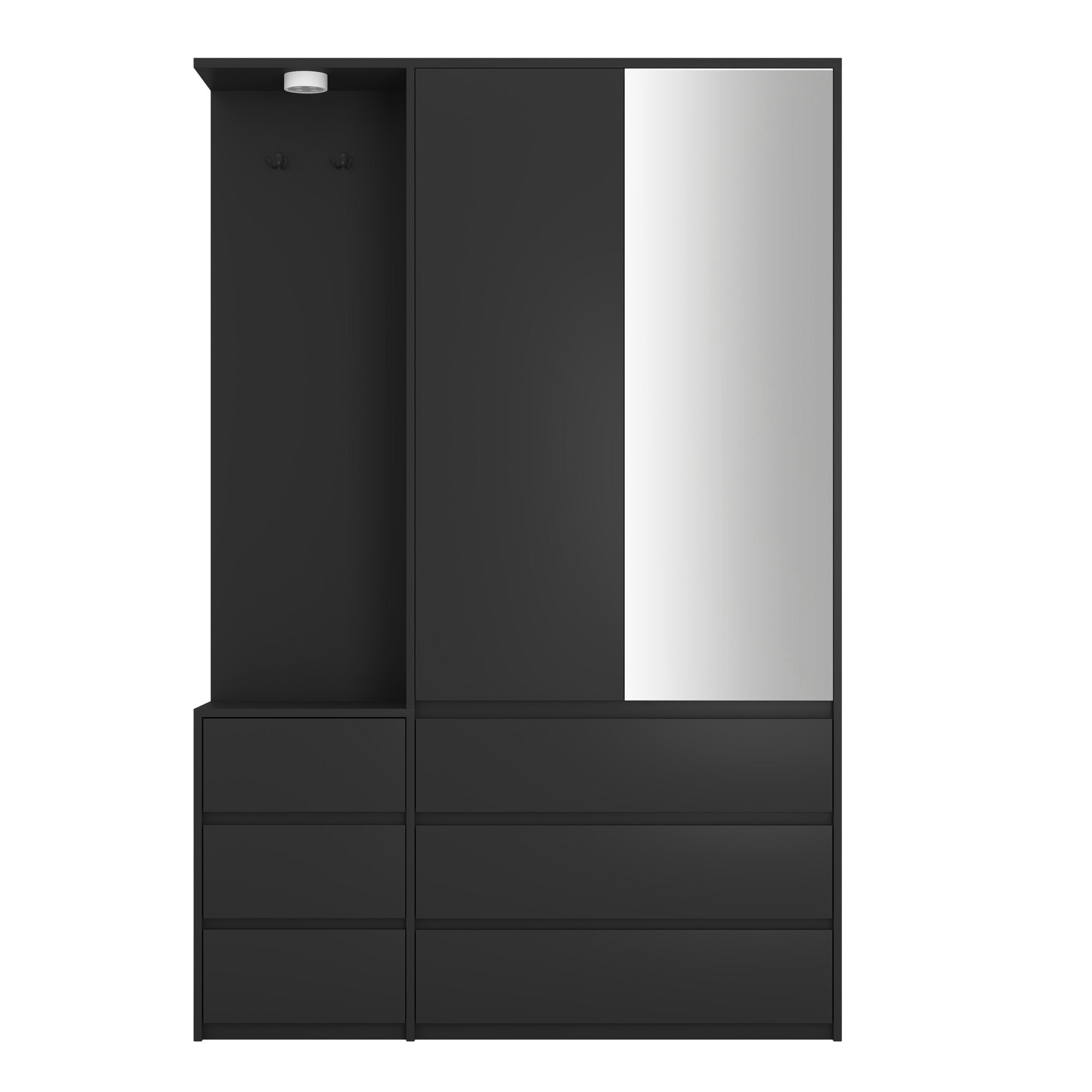 Wardrobe Closet 71.7" H, Bedroom Wooden Wardrobe with 2 Doors 6 Drawers – Black
