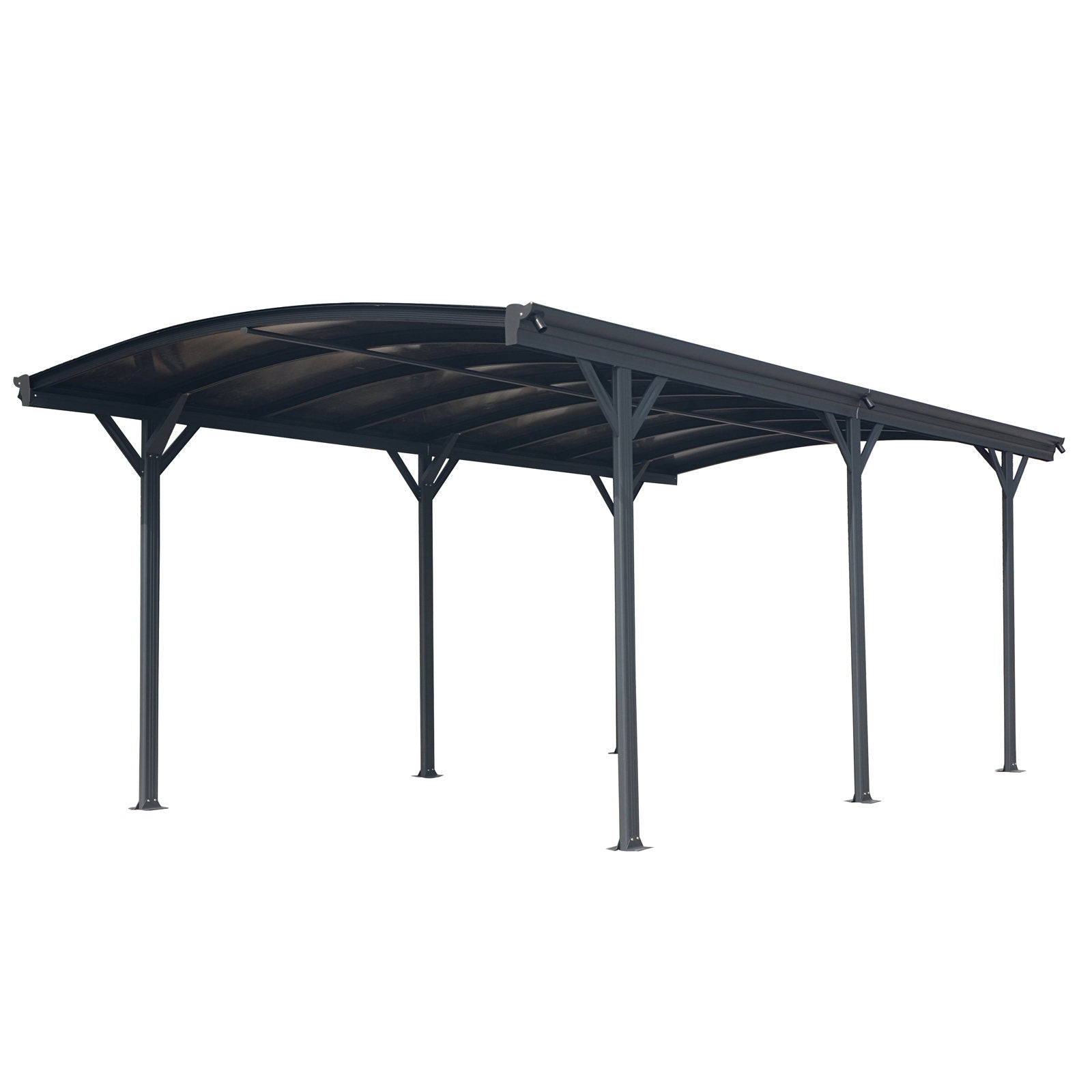 Outdoor Carport, 10 FT * 19 FT* 7 FT Arch Carport Aluminum Metal Frame and Polycarbonate Panels Car Port for Outdoor Driveway Car, Truck