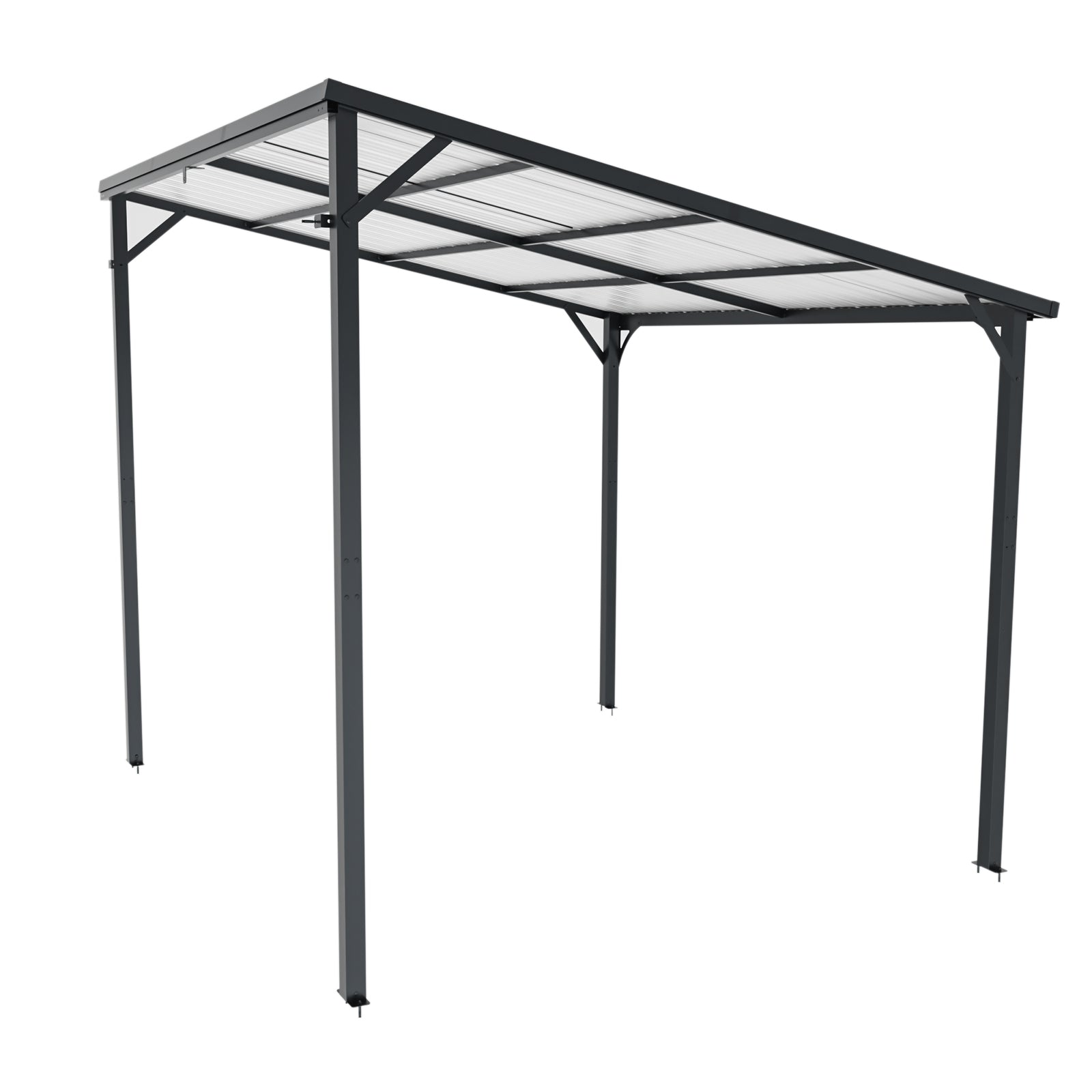 Outdoor Pergola 8" x 10" Metal Inclined Roof Pergolas Waterproof Wall-mounted iron sheet shed Gazebo