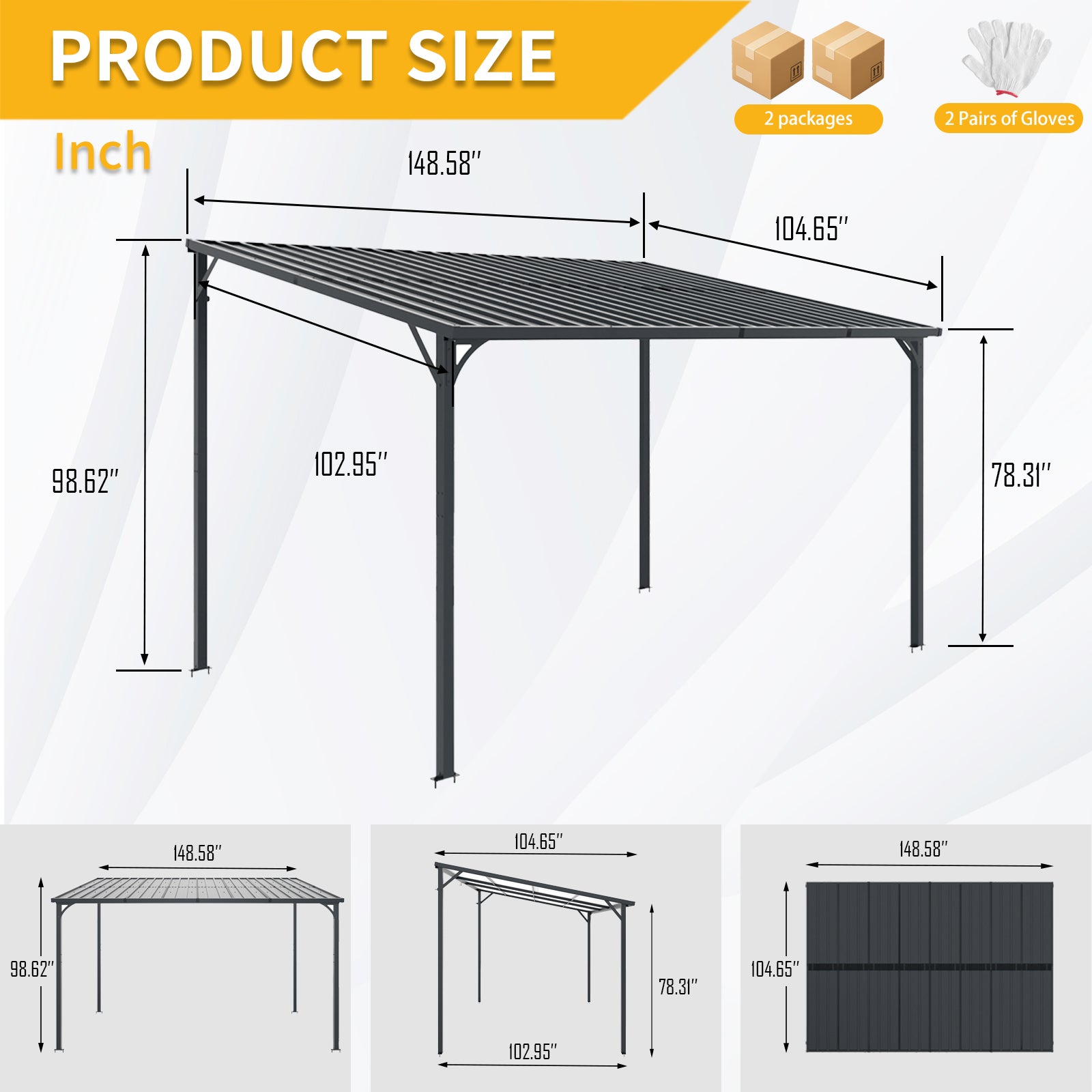 Outdoor Pergola, 12" x 8" Outdoor Pergola