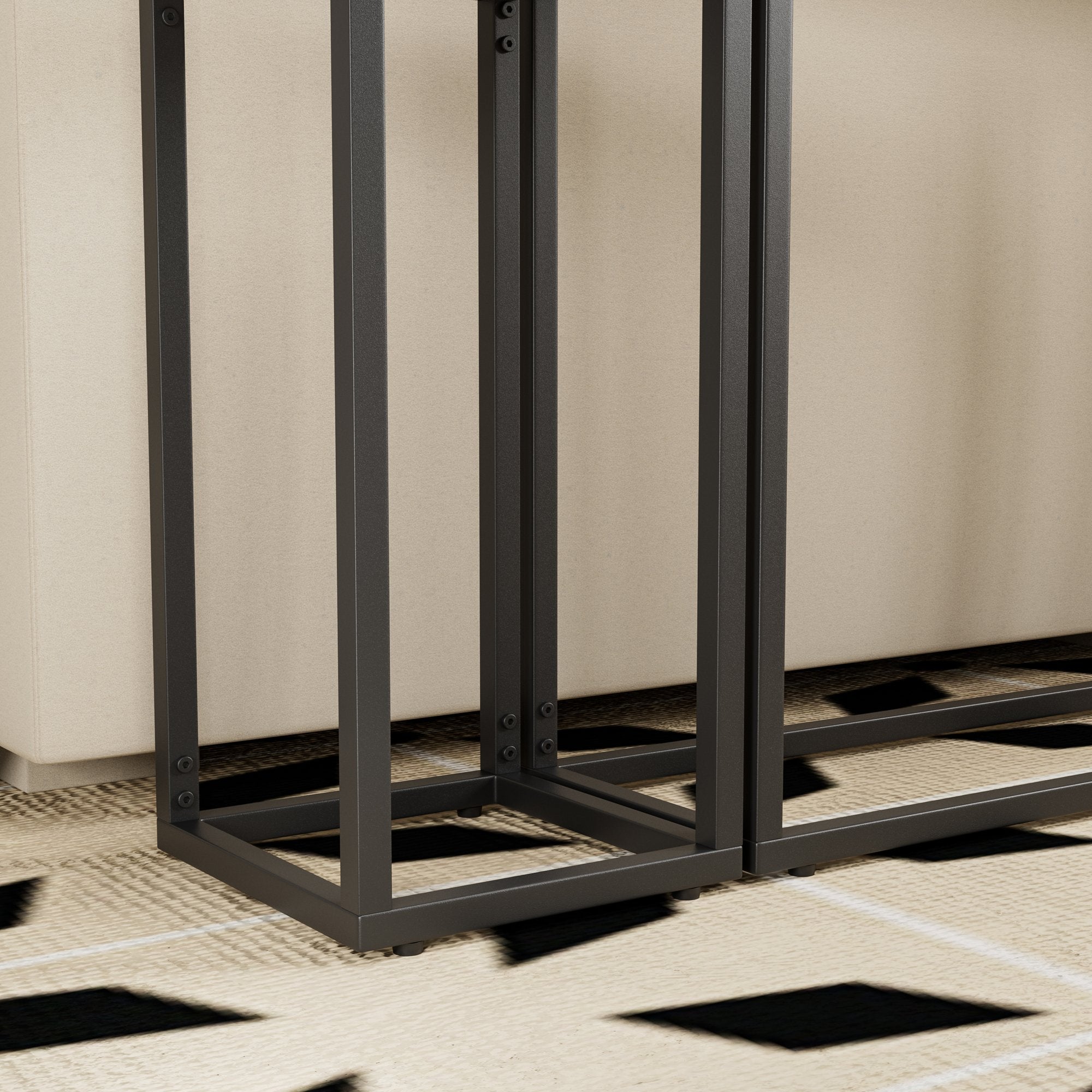3-piece set of narrow table, high-end edge wrapped entrance hall table, entrance, industrial corridor table, living room, entrance hall, rural brown black color
