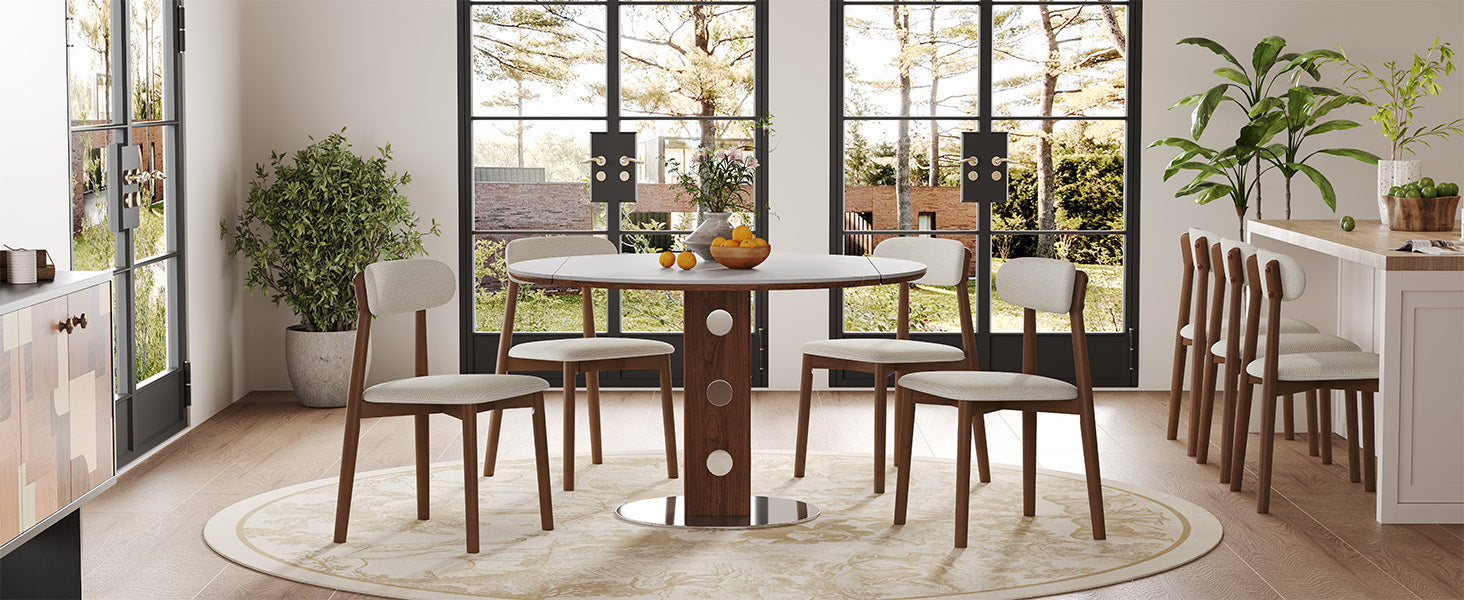Solid Wood Dining Chairs Set of 4, Luxurious Chenille Upholstered Kitchen Chairs, Farmhouse Dining Room Chair with X-Shaped Metal Reinforcement, Beige