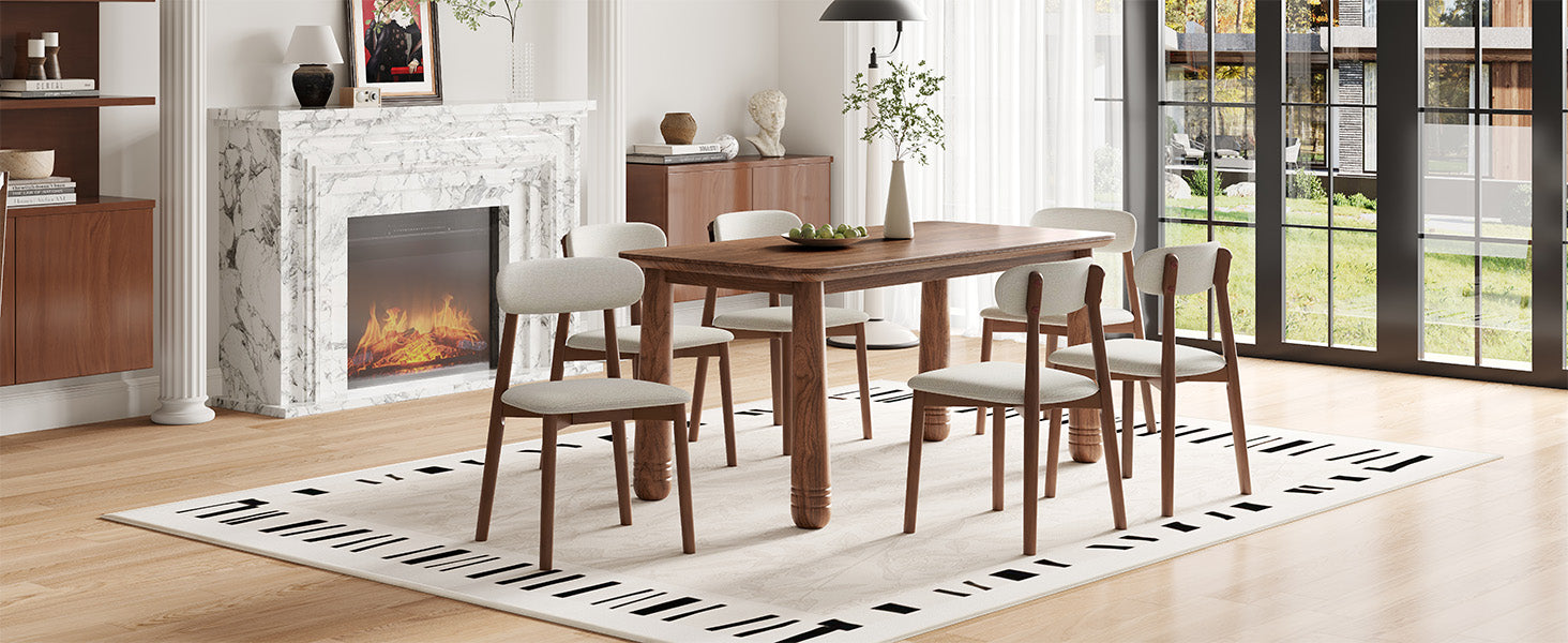 Solid Wood Dining Chairs Set of 4, Luxurious Chenille Upholstered Kitchen Chairs, Farmhouse Dining Room Chair with X-Shaped Metal Reinforcement, Beige