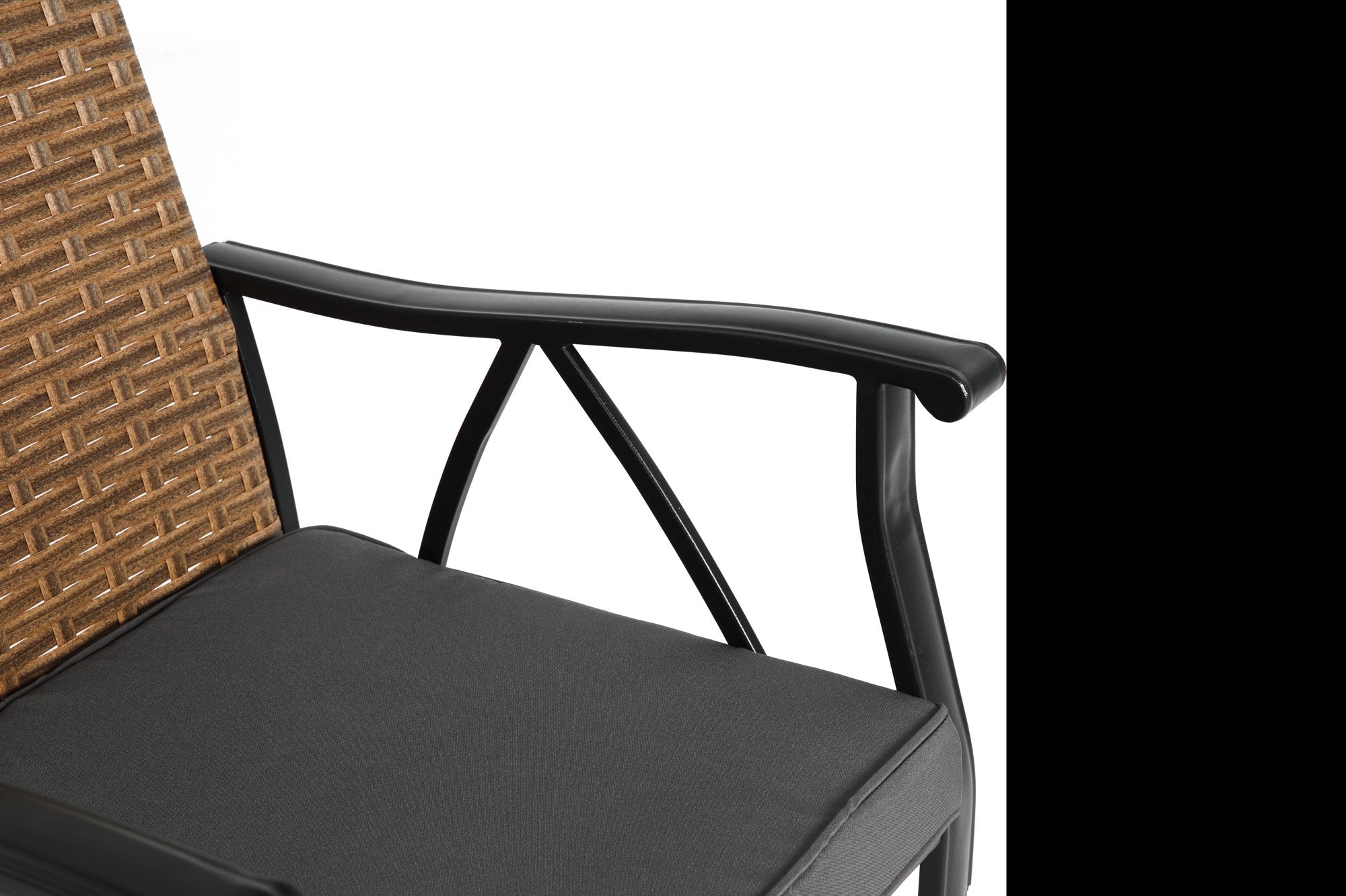 5-Piece Wicker Outdoor Table and Chairs, Patio Dining Set w/Square steel Tabletop and Umbrella Hole, Patio Table and Chairs Set for Backyard Deck Balcony Front Porch