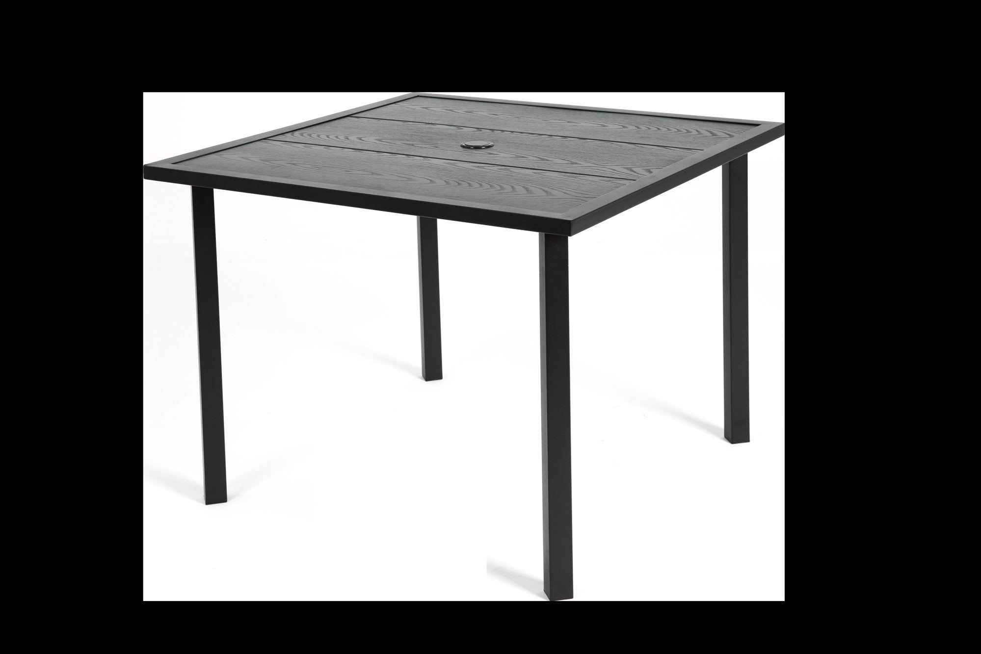 5-Piece Wicker Outdoor Table and Chairs, Patio Dining Set w/Square steel Tabletop and Umbrella Hole, Patio Table and Chairs Set for Backyard Deck Balcony Front Porch