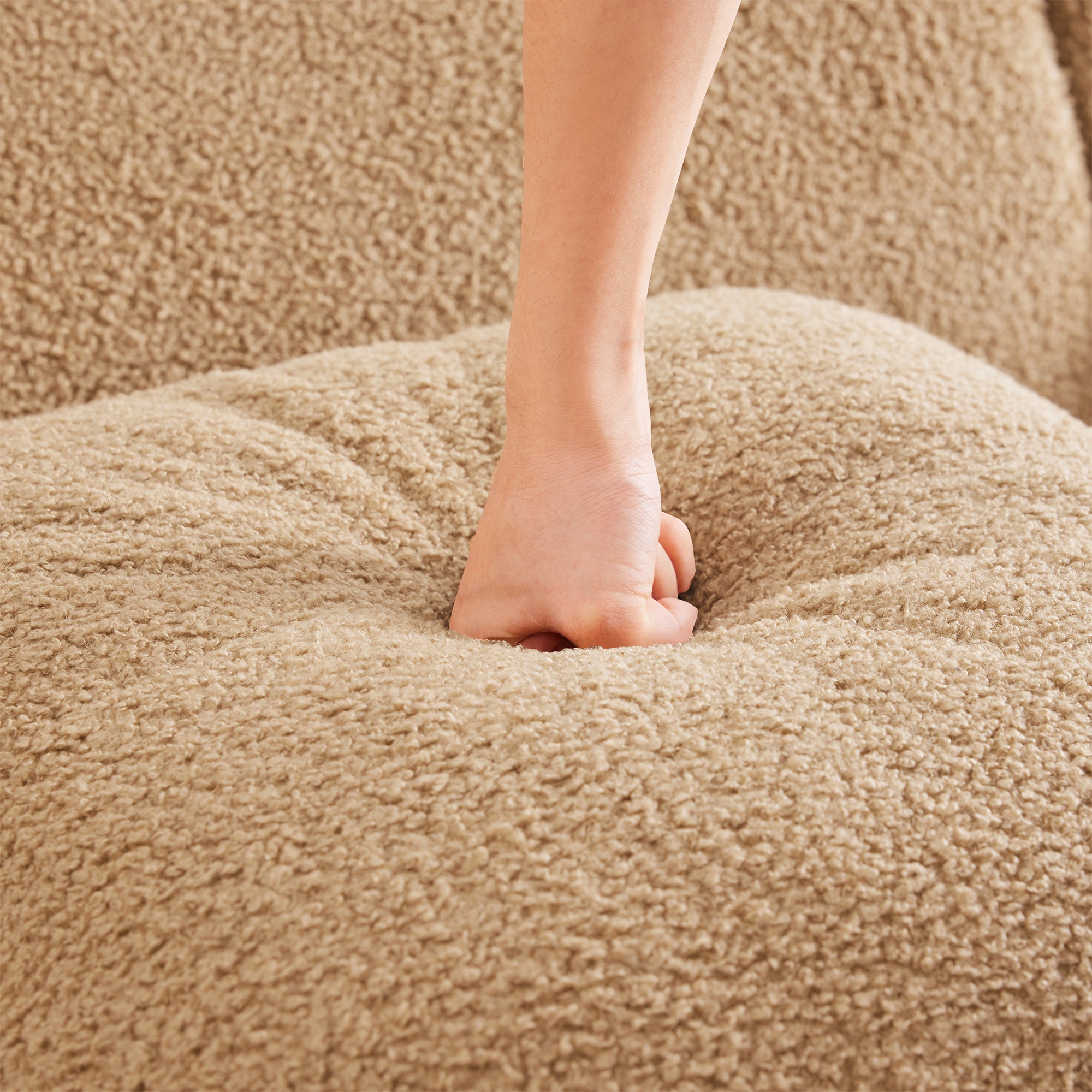 Armless Sofa W/Pillow Teddy Fabric-Camel