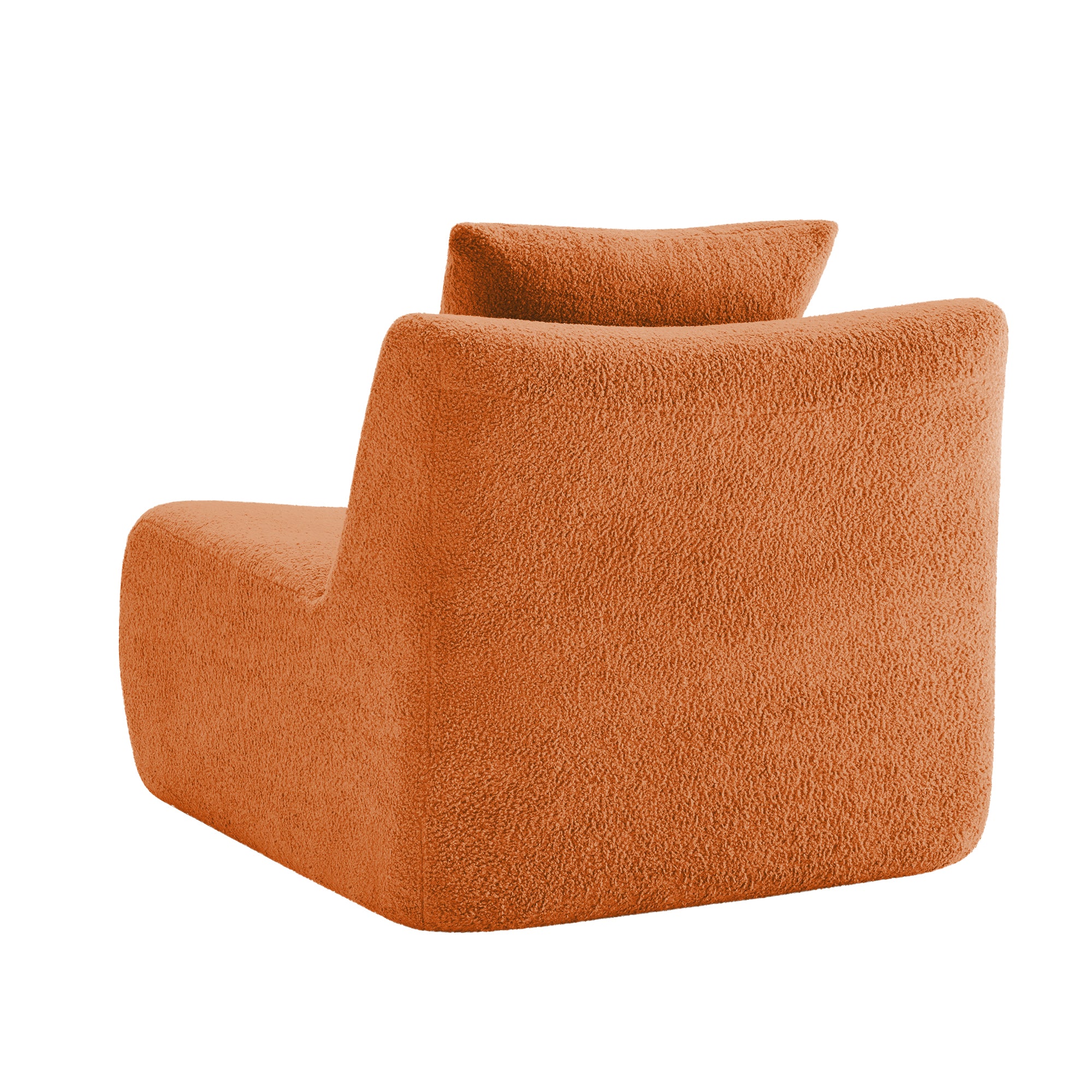Armless Sofa W/Pillow Teddy Fabric-Orange