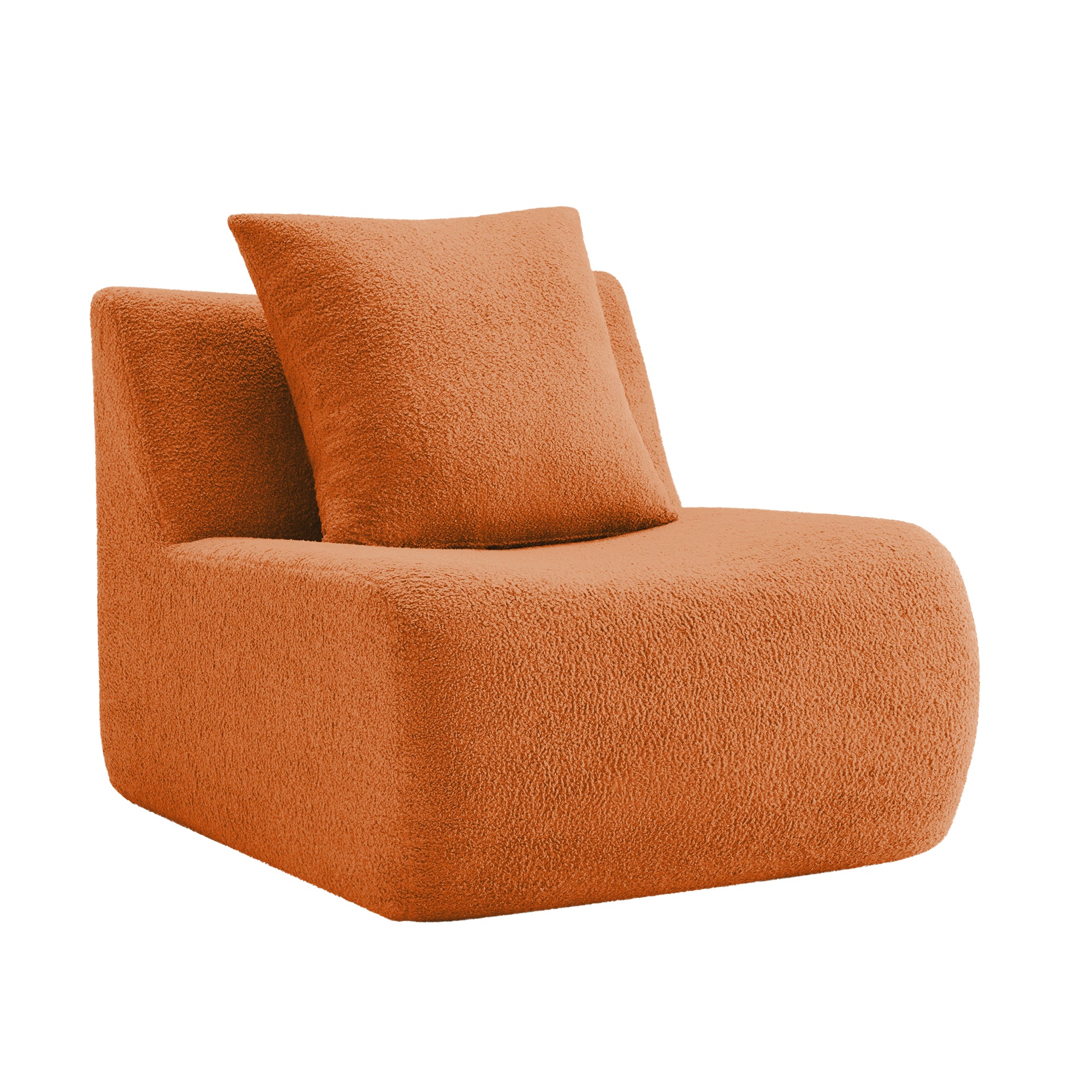 Armless Sofa W/Pillow Teddy Fabric-Orange