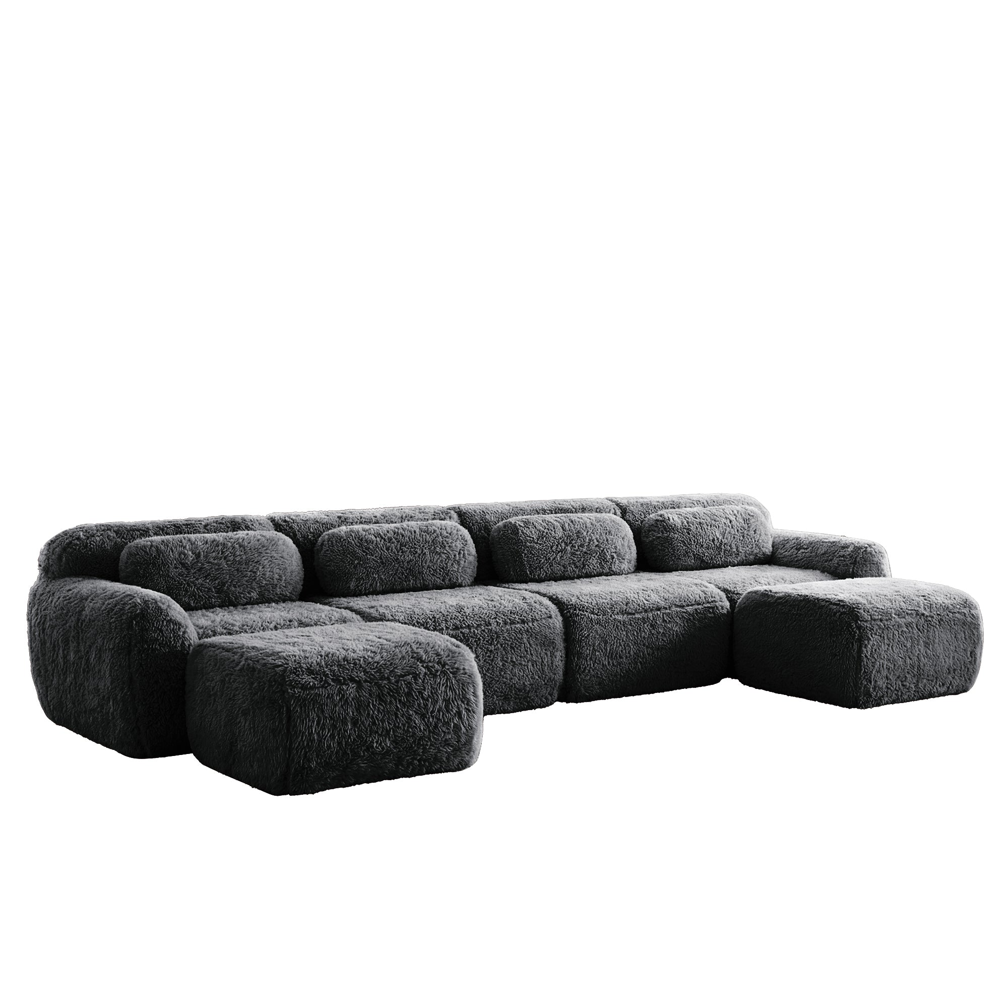 U-shaped Boneless Sofa 32D High Density Sponge Bottom Anti-Slip Design No Assembly Required Ergonomic Design Free Combination Full-compression Vacuum Packaging For Living Rooms,Studies,Dark Grey