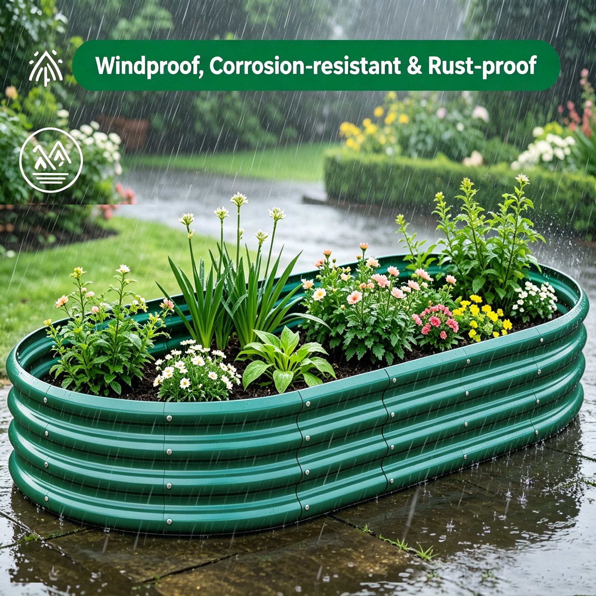 Galvanized Raised Garden Bed 6x3x1ft - Heavy Duty Metal Planter Box for Vegetables, Herbs & Flowers, Rust-Proof Outdoor Garden Bed with Large Capacity, Green, 1PCS