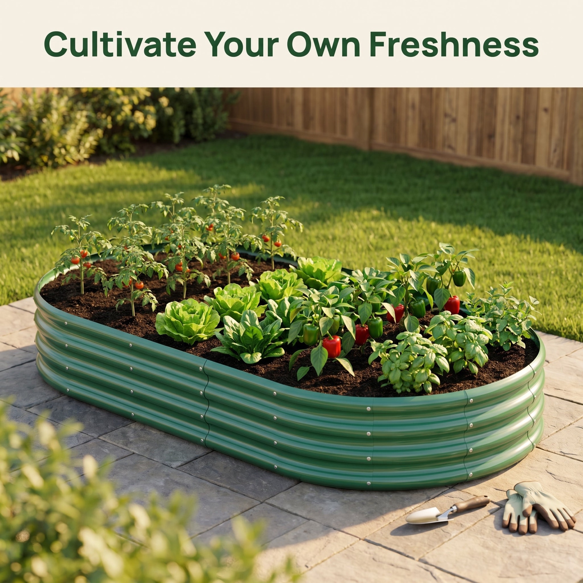 Galvanized Raised Garden Bed 8x4x1ft - Heavy Duty Metal Planter Box for Vegetables, Herbs & Flowers, Rust-Proof Outdoor Garden Bed with Large Capacity, Green, 1PCS