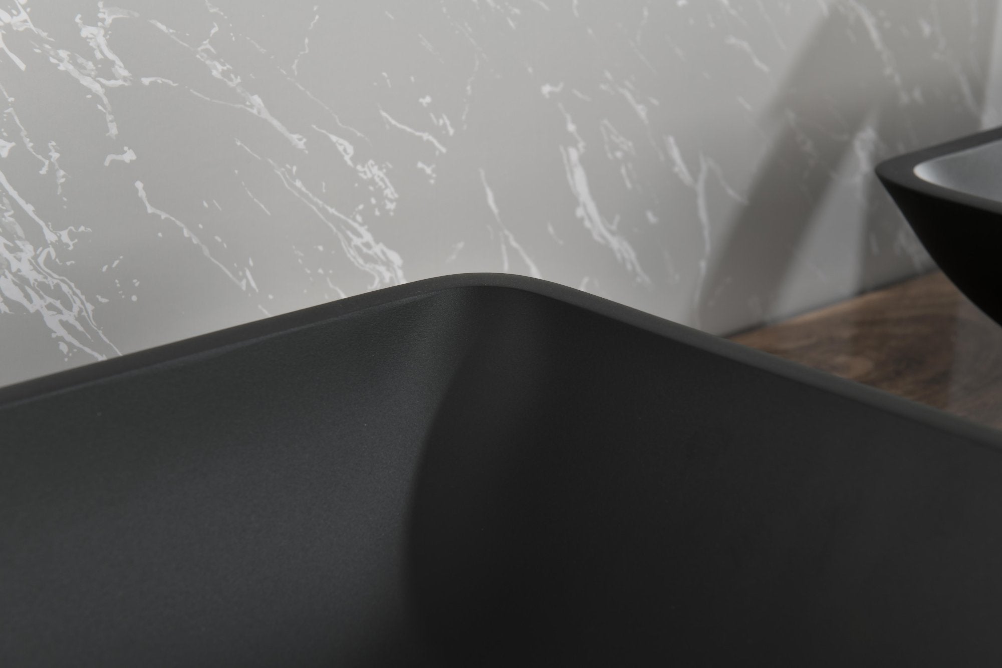 14.38" L -22.25" W -4-3/8 in. H Matte Shell Glass Rectangular Vessel Bathroom Sink in Black with Faucet and Pop-Up Drain in Matte Black