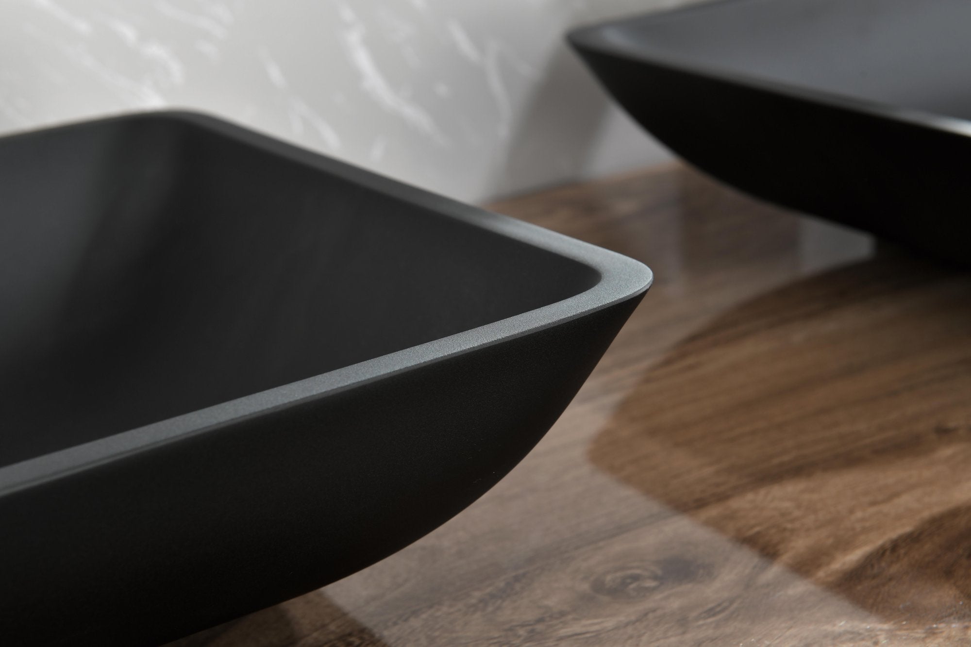 14.38" L -22.25" W -4-3/8 in. H Matte Shell Glass Rectangular Vessel Bathroom Sink in Black with Faucet and Pop-Up Drain in Matte Black