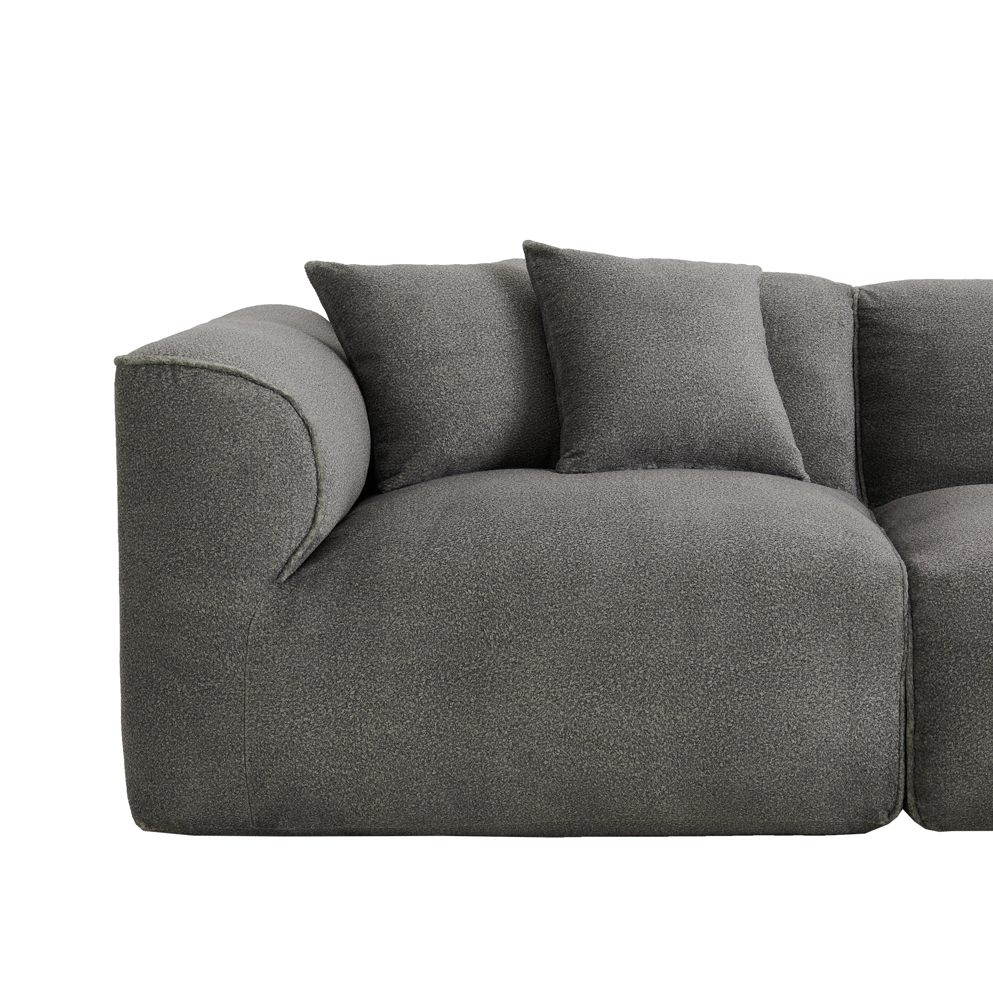 U_Style Luxury living room double-needle cut velvet sofa, 4-seater with pure sponge seat cushions and a detachable footstool
